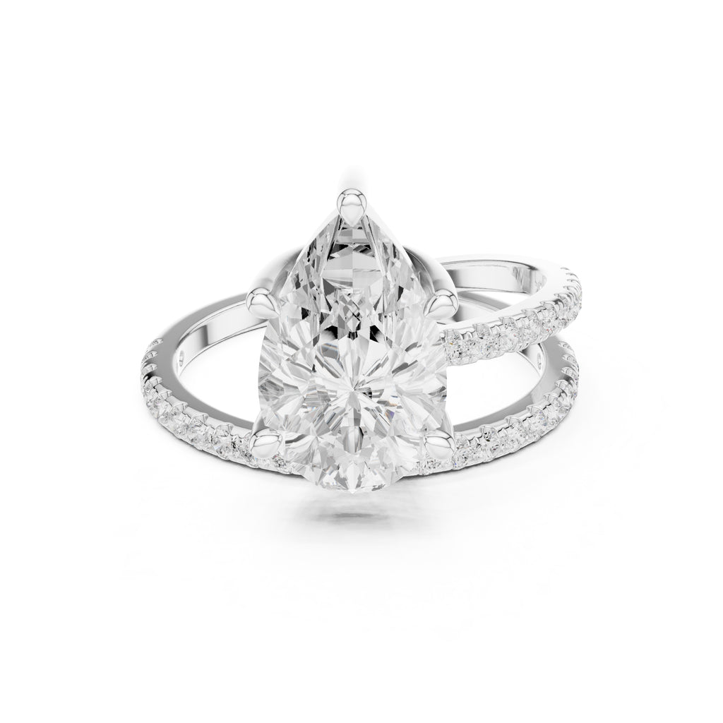 3.00 ct Intertwined Harmony Ring 3ct White Gold Pear