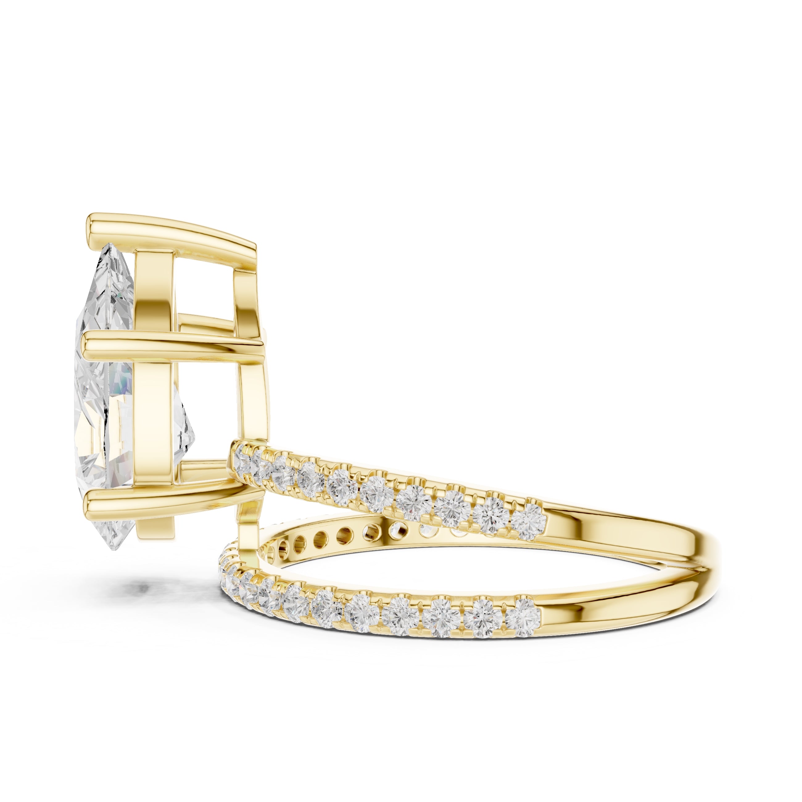 3.00 ct Intertwined Harmony Ring 3ct Yellow Gold Pear