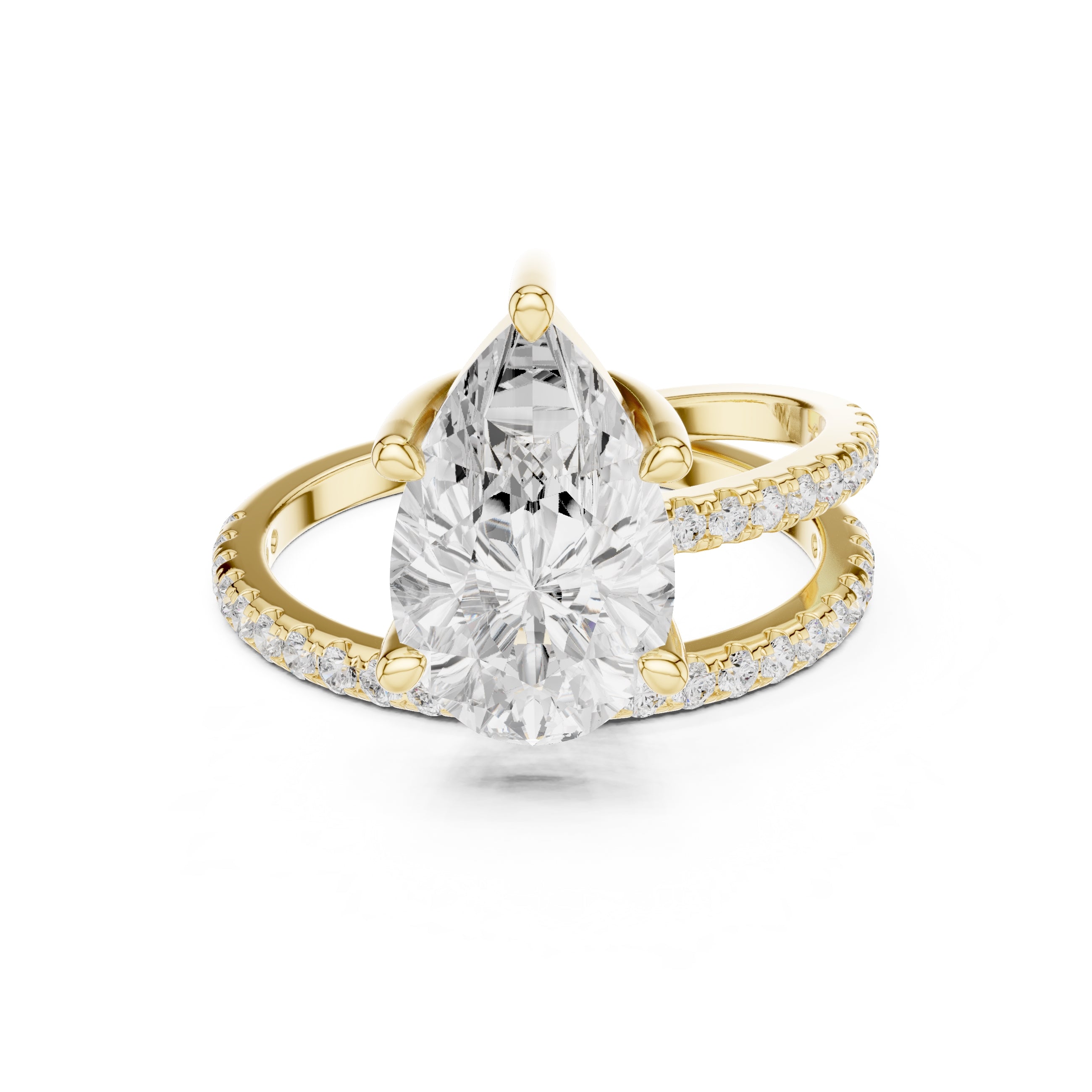 3.00 ct Intertwined Harmony Ring 3ct Yellow Gold Pear