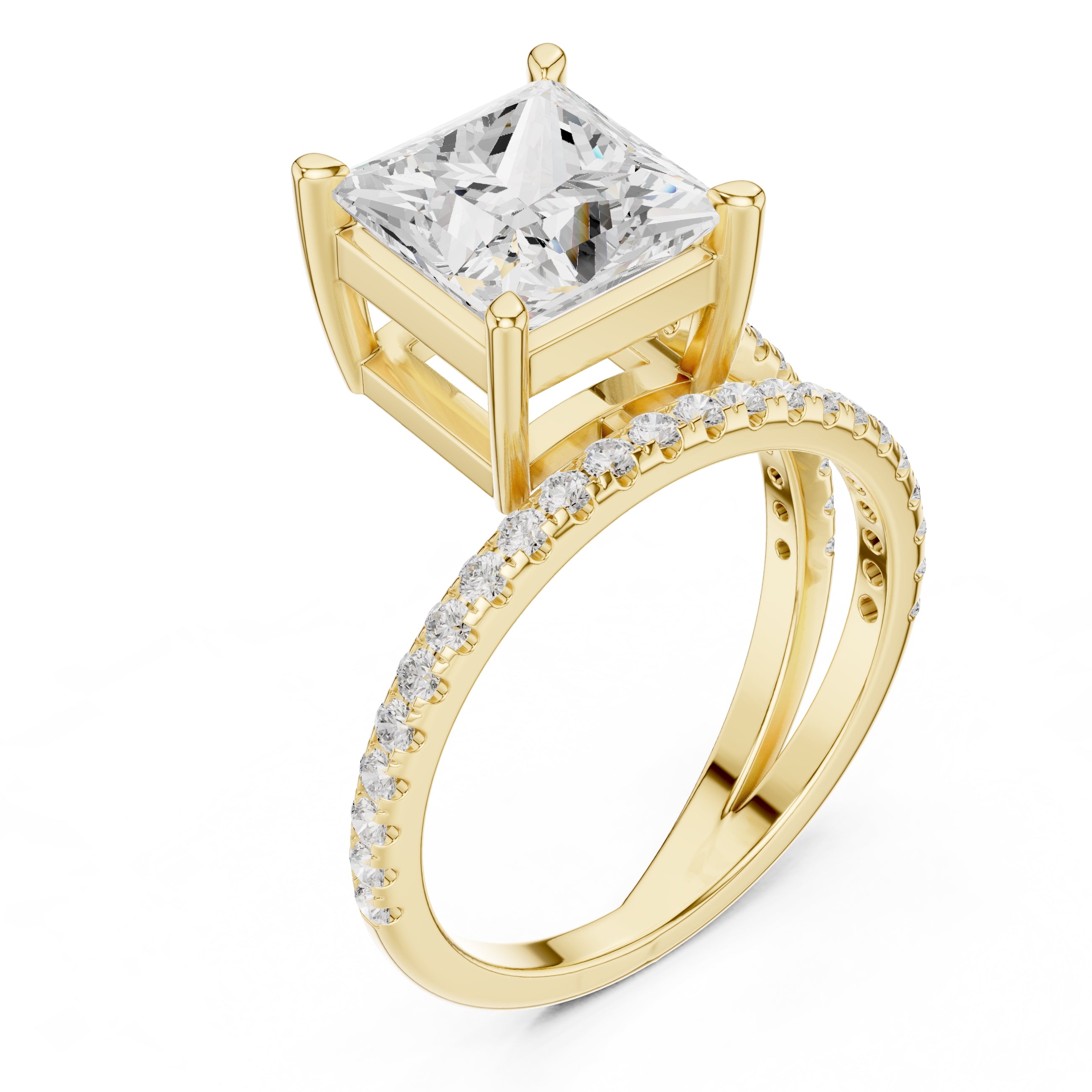 3.00 ct Intertwined Harmony Ring 3ct Yellow Gold Princess