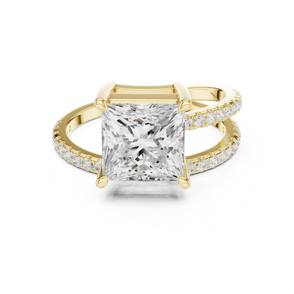 3.00 ct Intertwined Harmony Ring 3ct Yellow Gold Princess