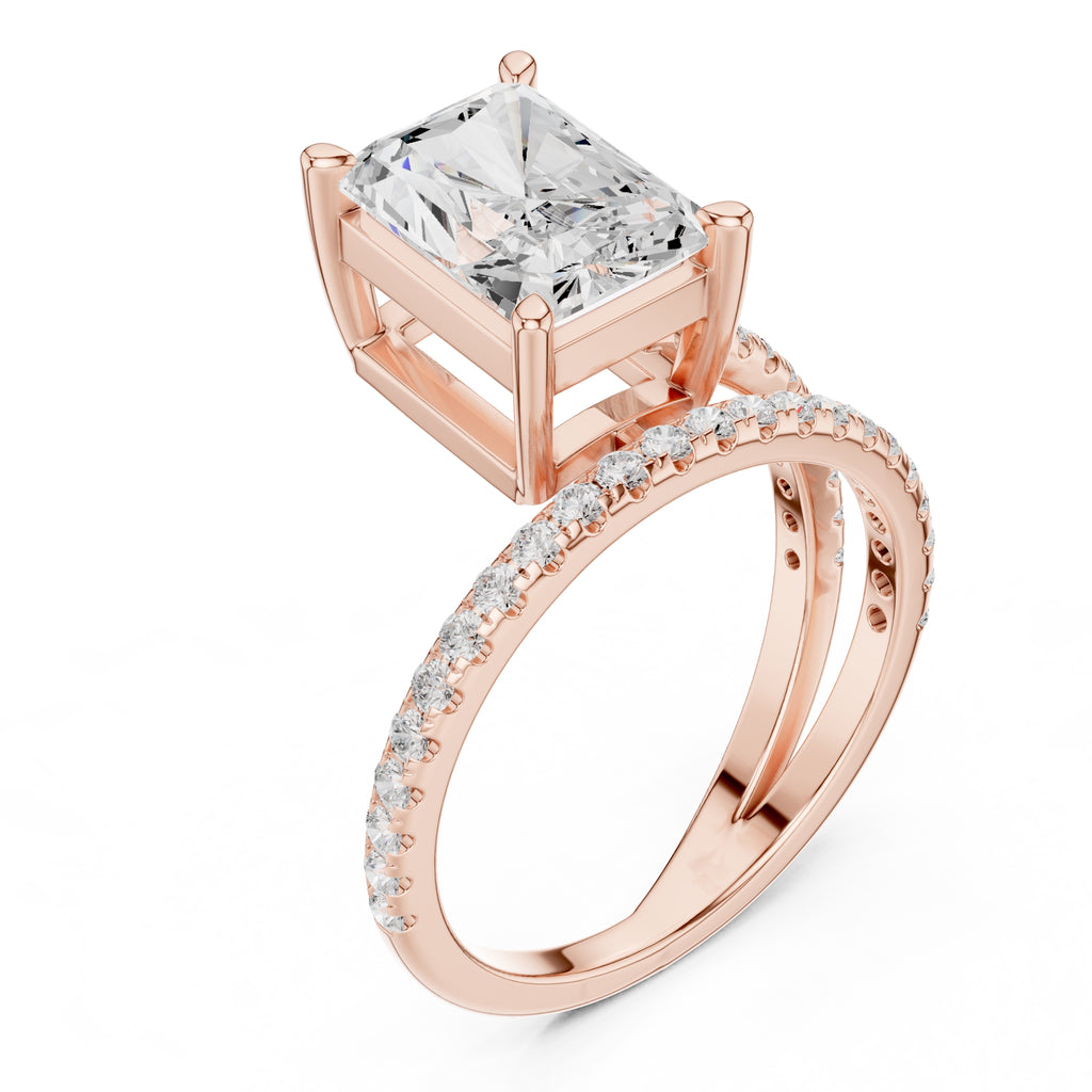 3.00 ct Intertwined Harmony Ring 3ct Rose Gold Radiant