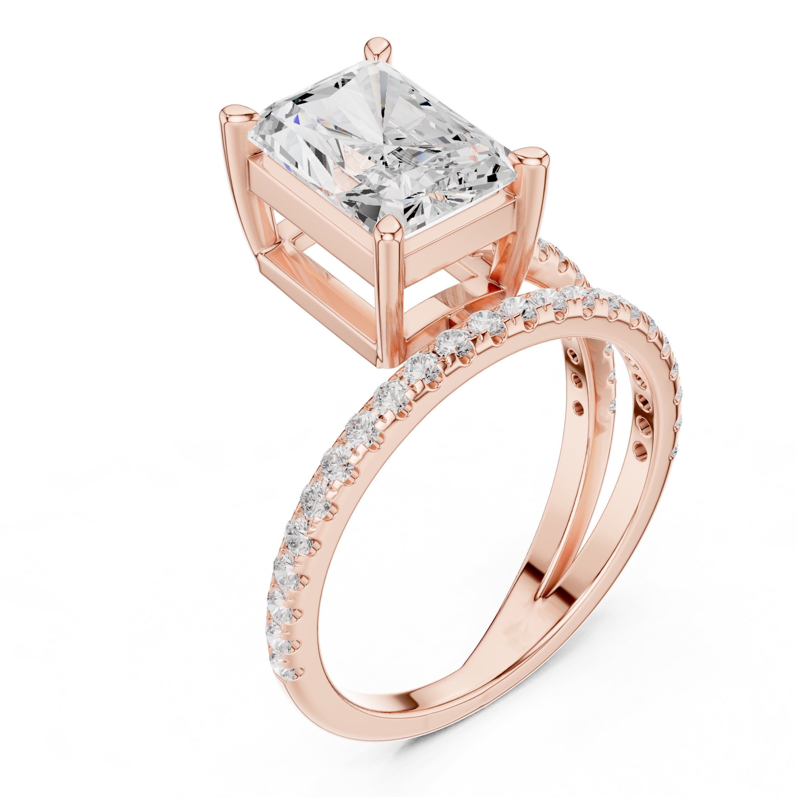 3.00 ct Intertwined Harmony Ring 3ct Rose Gold Radiant