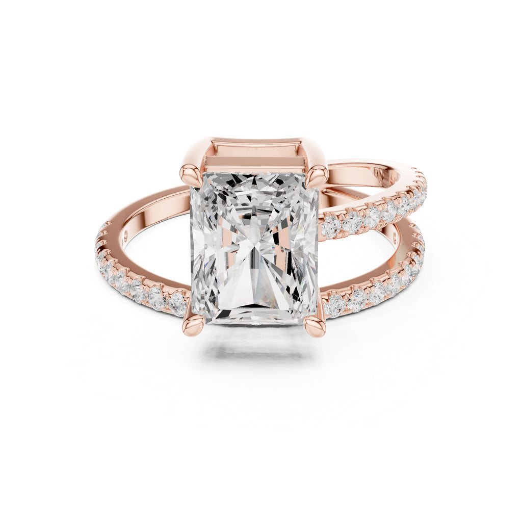 3.00 ct Intertwined Harmony Ring 3ct Rose Gold Radiant