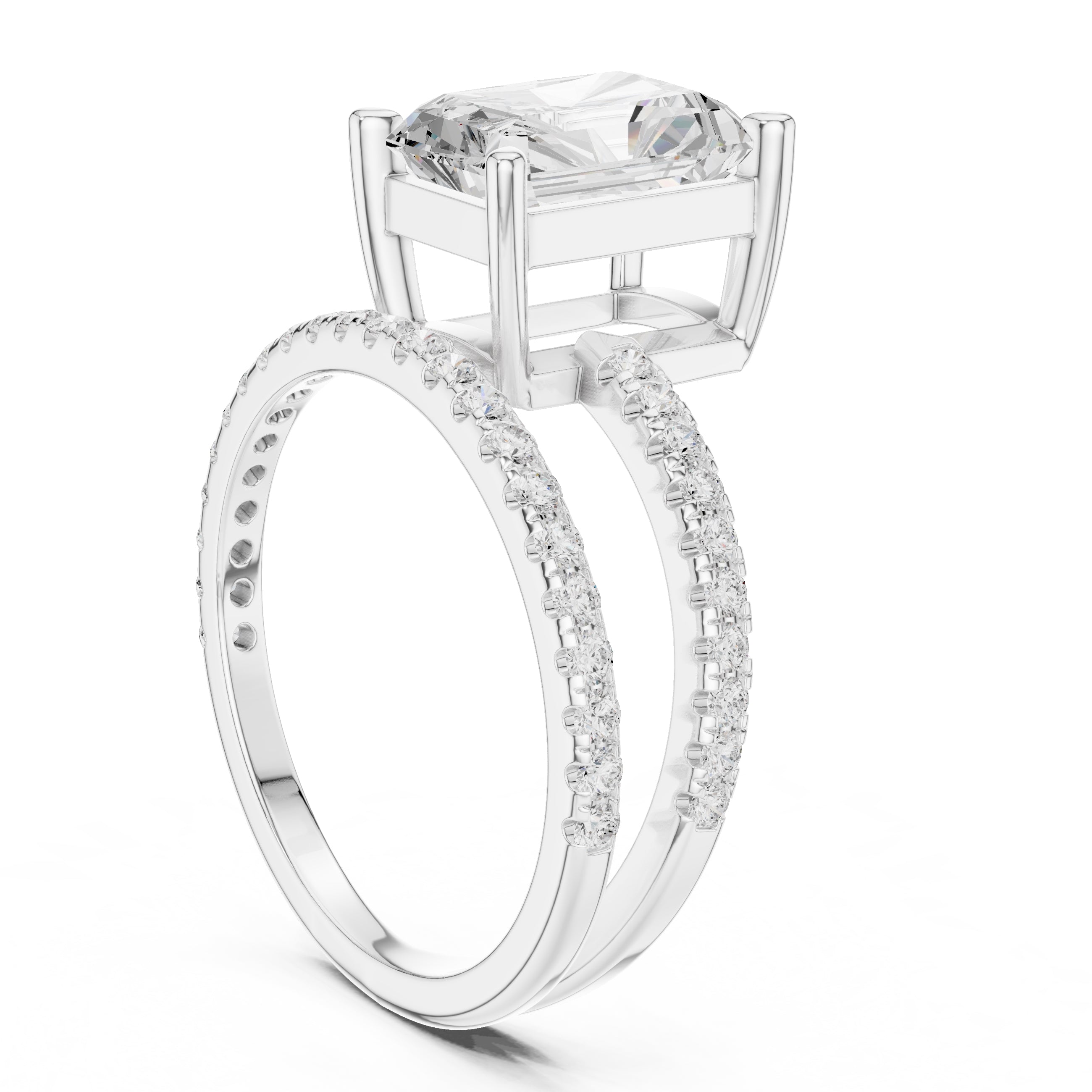 3.00 ct Intertwined Harmony Ring 3ct White Gold Radiant