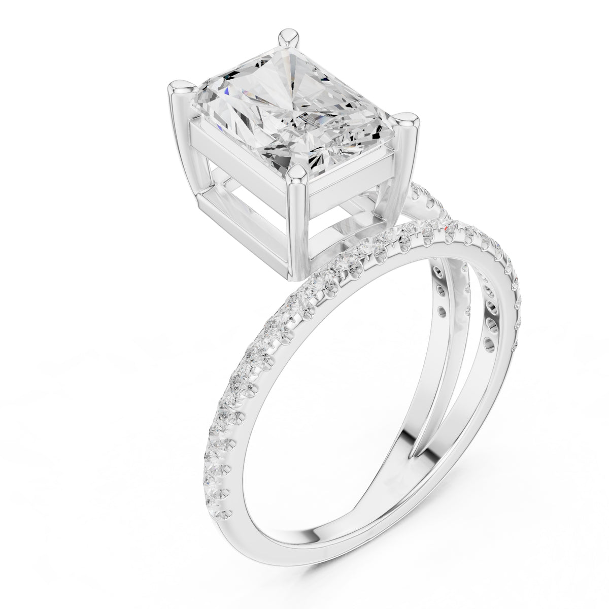 3.00 ct Intertwined Harmony Ring 3ct White Gold Radiant