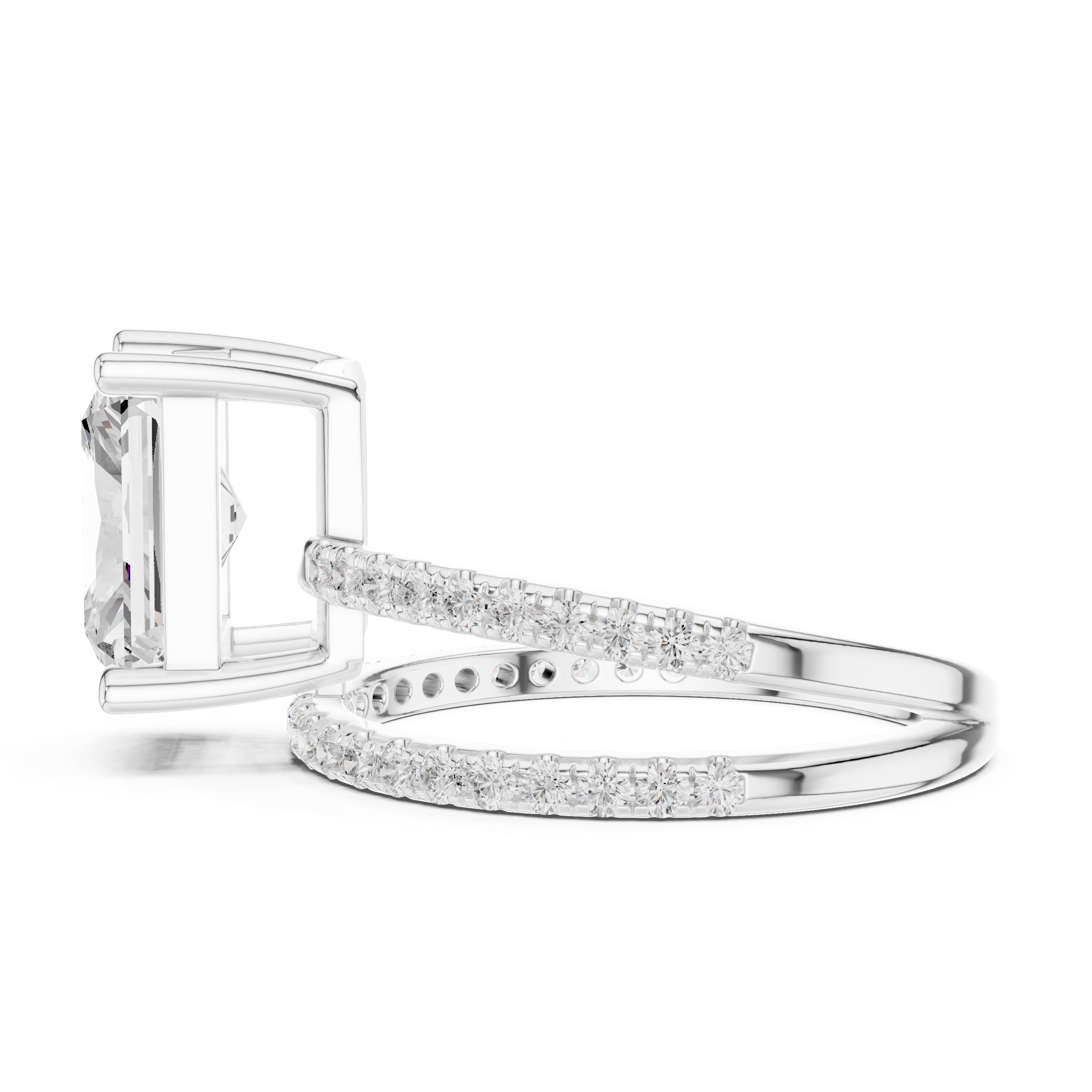 3.00 ct Intertwined Harmony Ring 3ct White Gold Radiant
