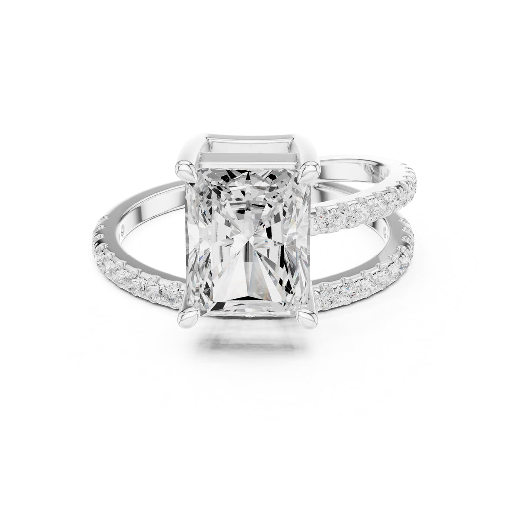 3.00 ct Intertwined Harmony Ring 3ct White Gold Radiant