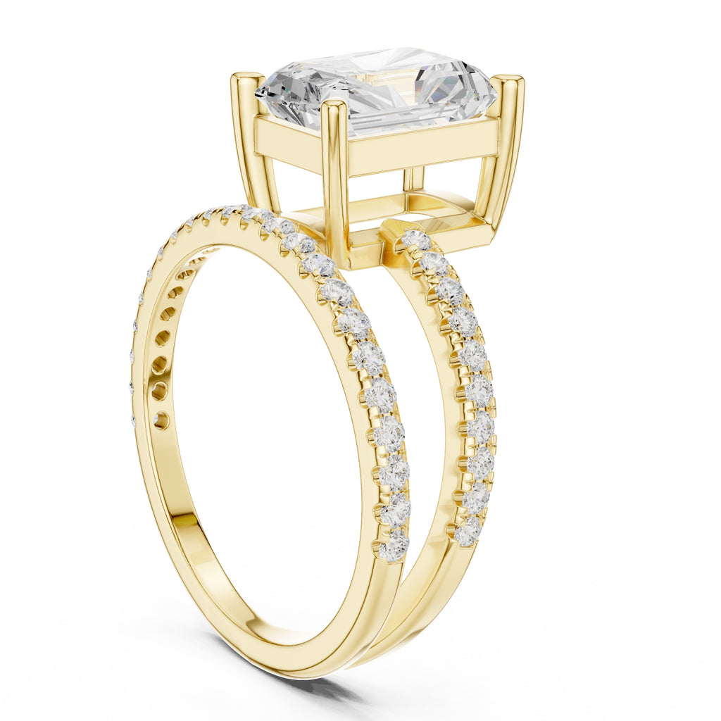 3.00 ct Intertwined Harmony Ring 3ct Yellow Gold Radiant