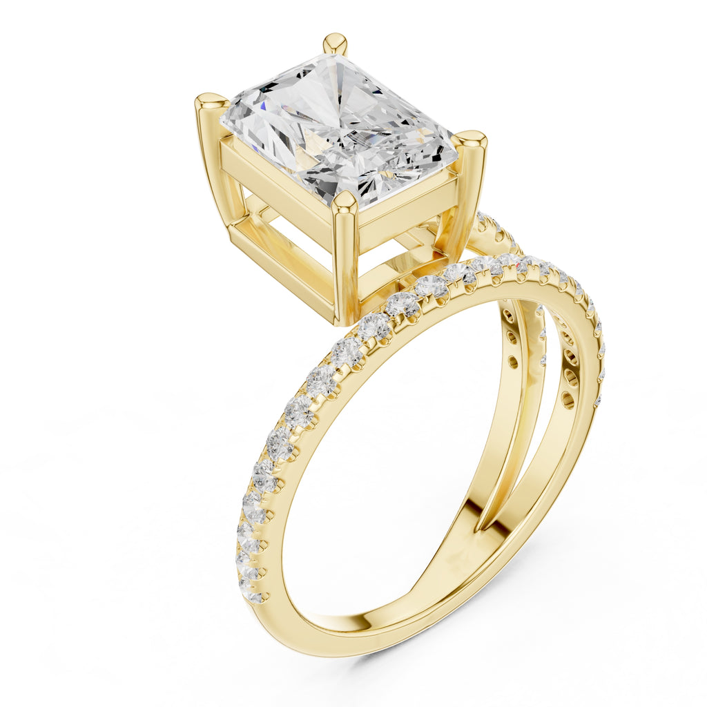 3.00 ct Intertwined Harmony Ring 3ct Yellow Gold Radiant
