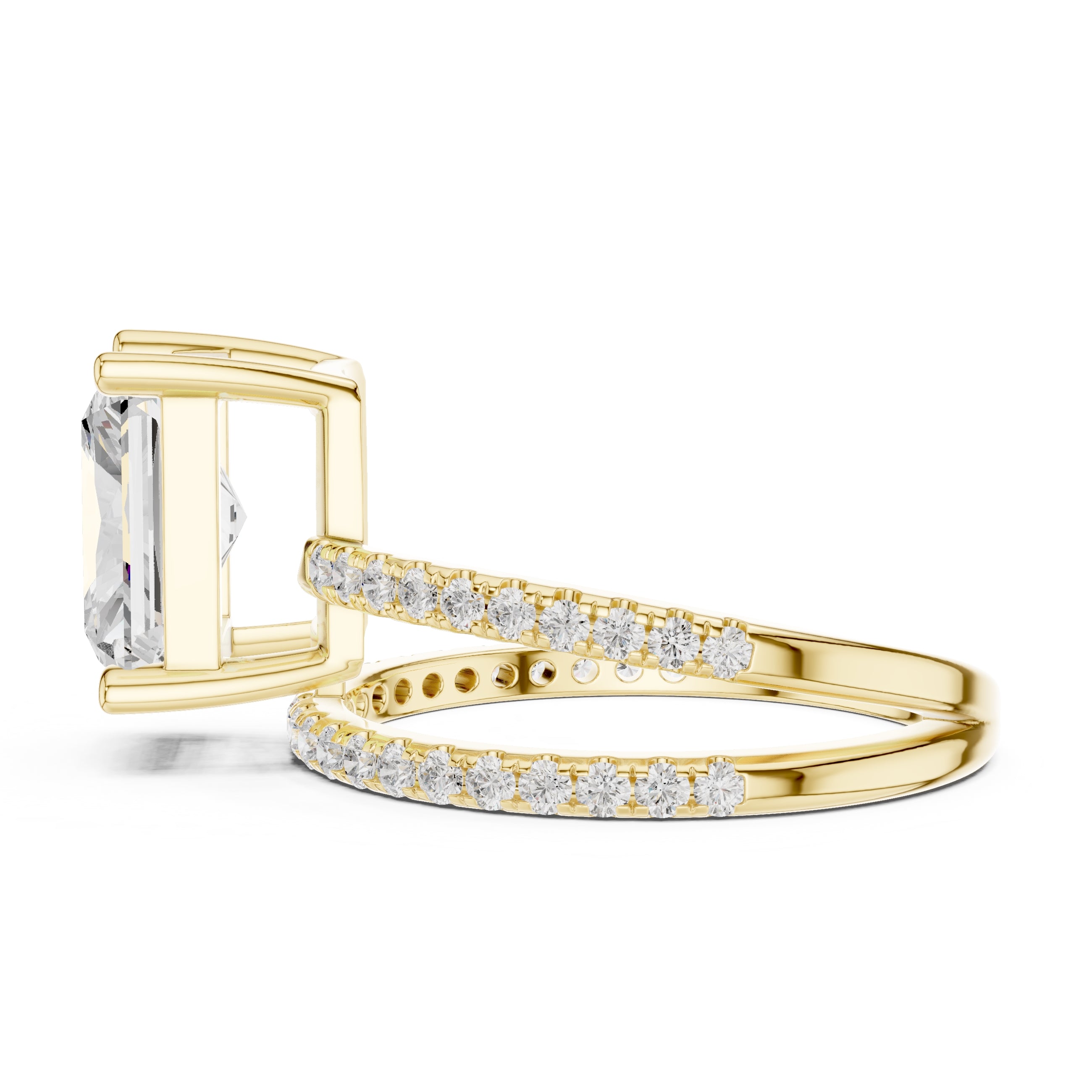 3.00 ct Intertwined Harmony Ring 3ct Yellow Gold Radiant