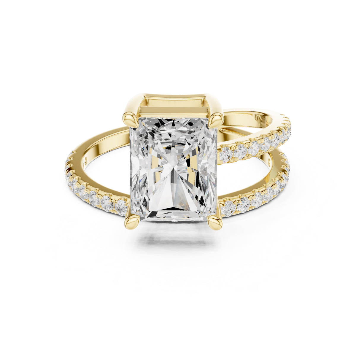 3.00 ct Intertwined Harmony Ring 3ct Yellow Gold Radiant