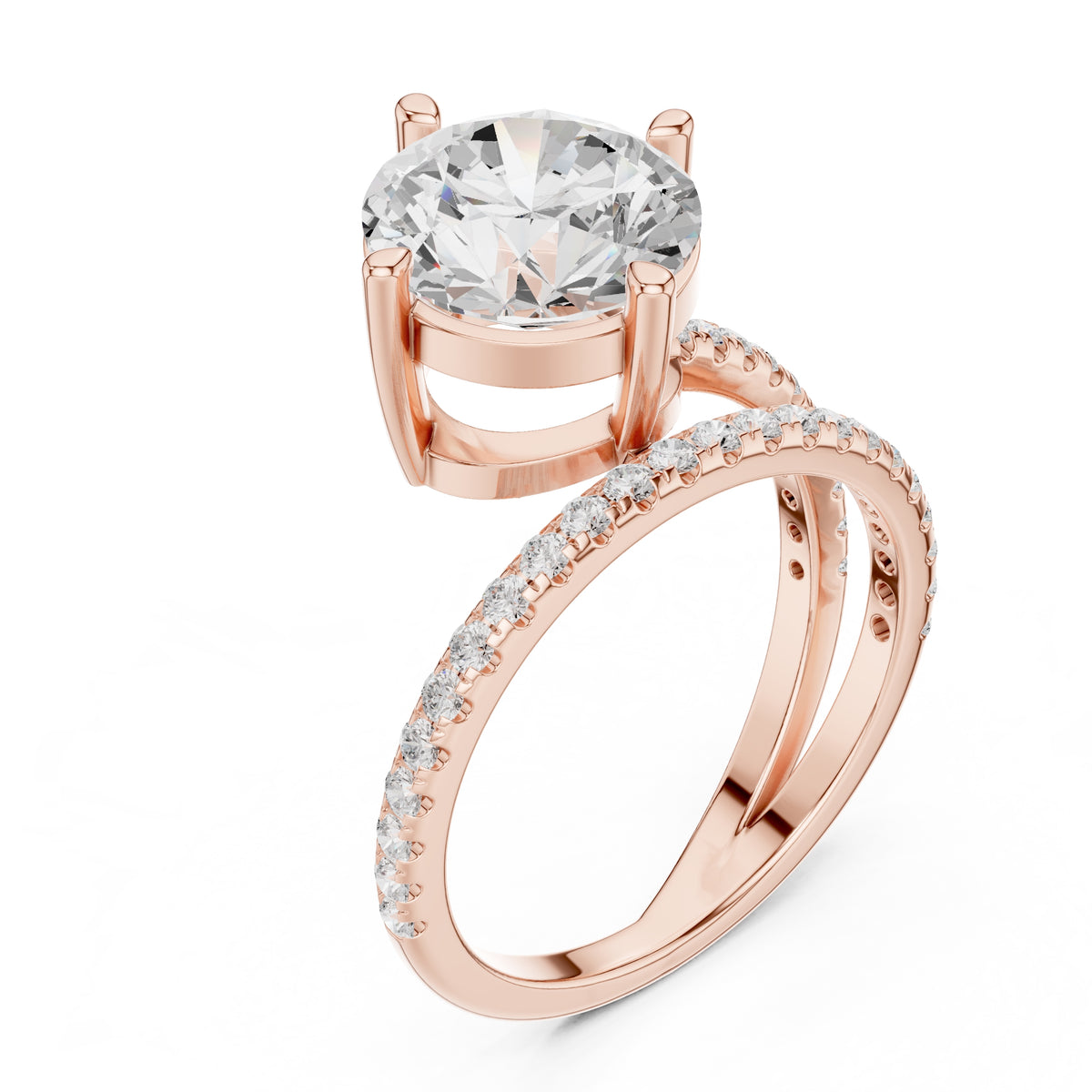 3.00 ct Intertwined Harmony Ring 3ct Rose Gold Round