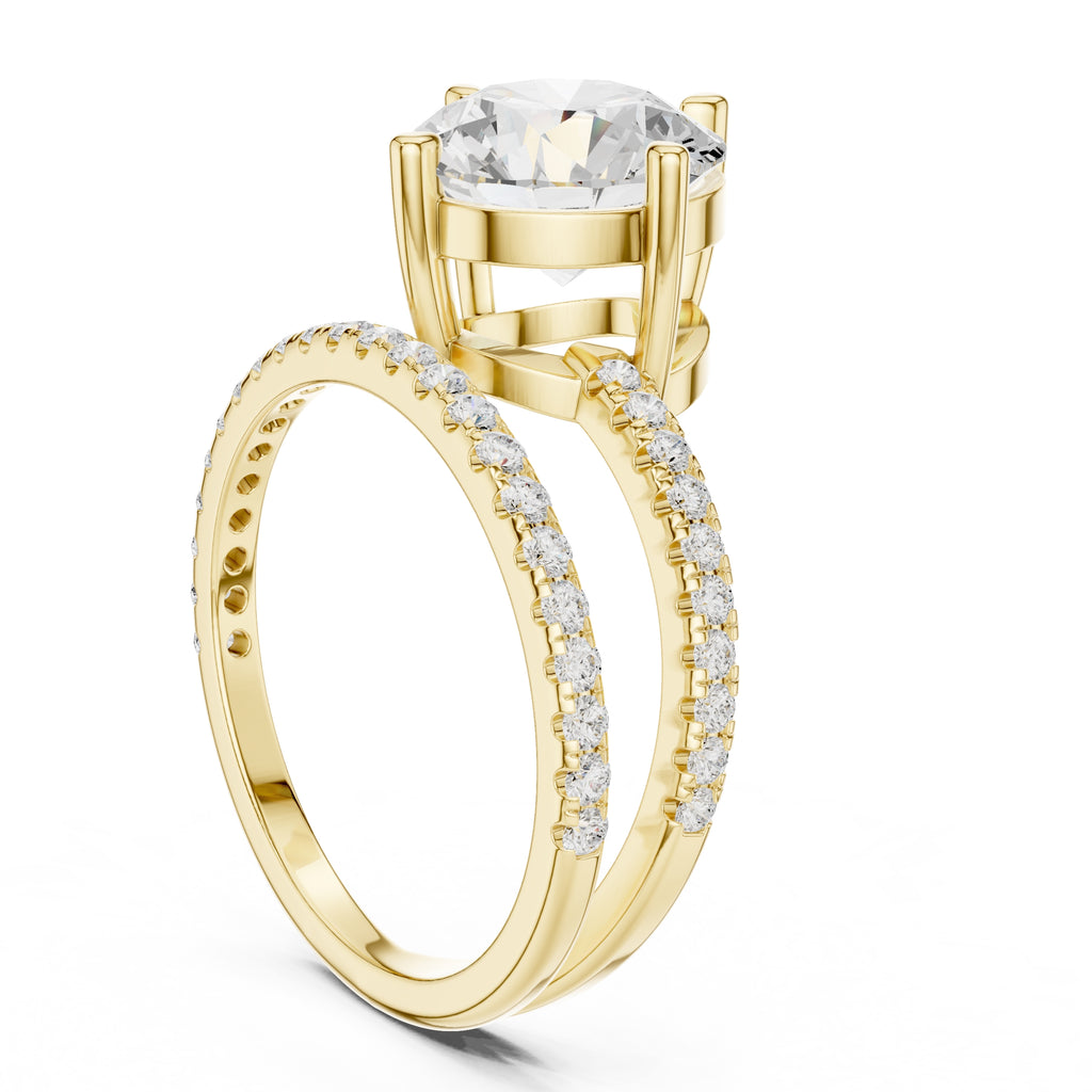 3.00 ct Intertwined Harmony Ring 3ct Yellow Gold Round