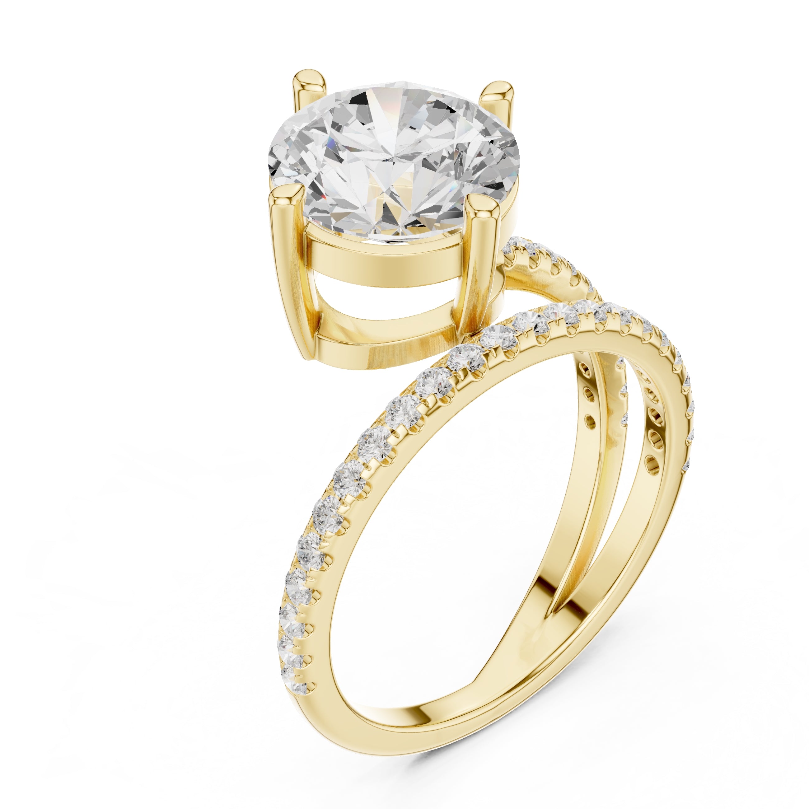 3.00 ct Intertwined Harmony Ring 3ct Yellow Gold Round