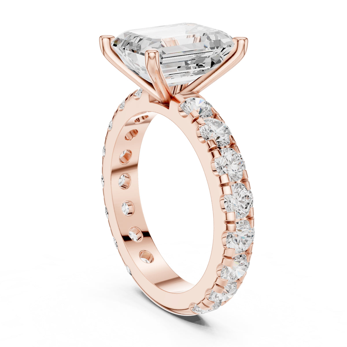 3.00 ct Majestic Eternity Setting 3ct Rose Gold Emerald