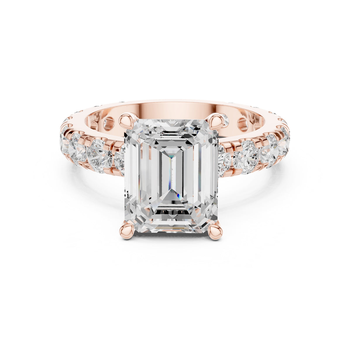 3.00 ct Majestic Eternity Setting 3ct Rose Gold Emerald