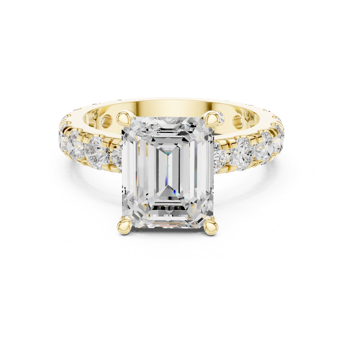 3.00 ct Majestic Eternity Setting 3ct Yellow Gold Emerald