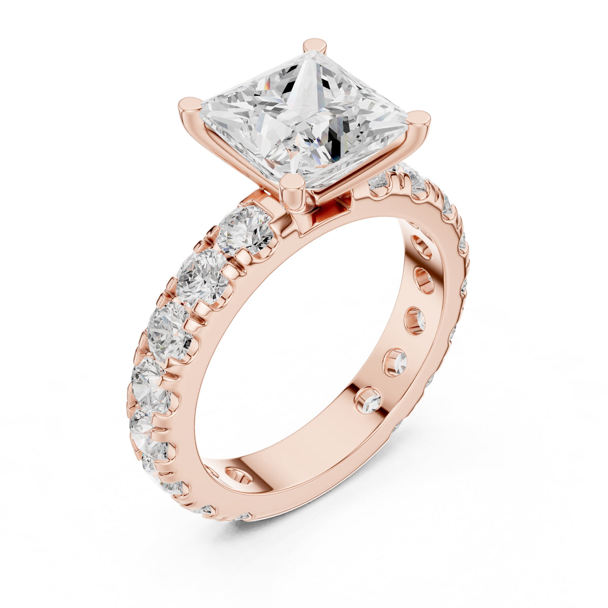 3.00 ct Majestic Eternity Setting 3ct Rose Gold Princess