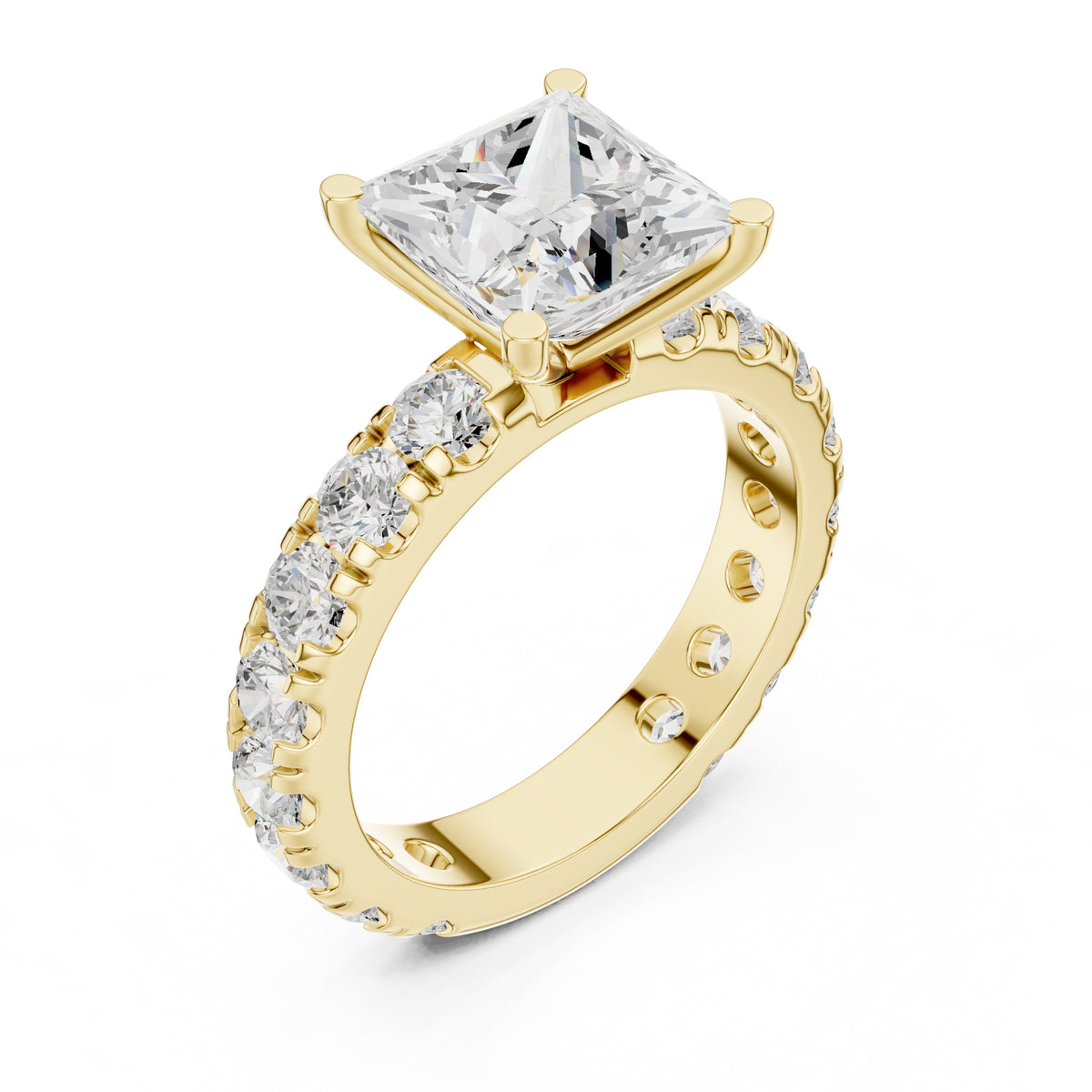 3.00 ct Majestic Eternity Setting 3ct Yellow Gold Princess