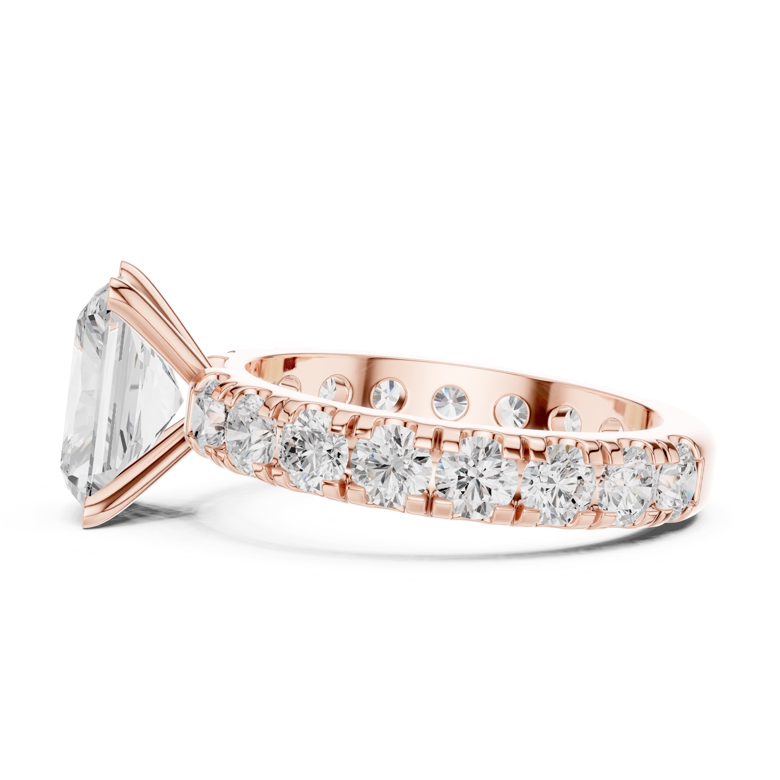3.00 ct Majestic Eternity Setting 3ct Rose Gold Radiant