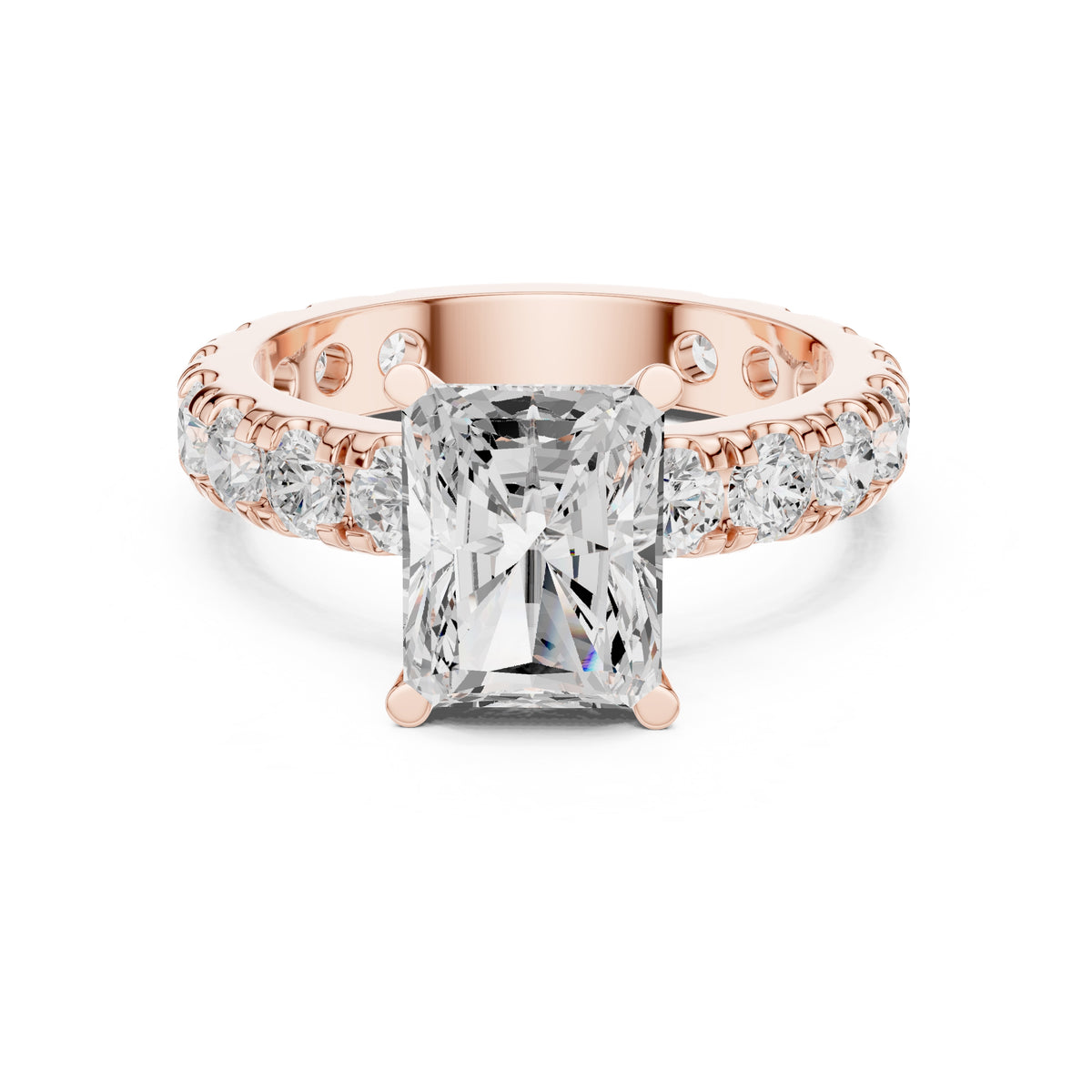 3.00 ct Majestic Eternity Setting 3ct Rose Gold Radiant
