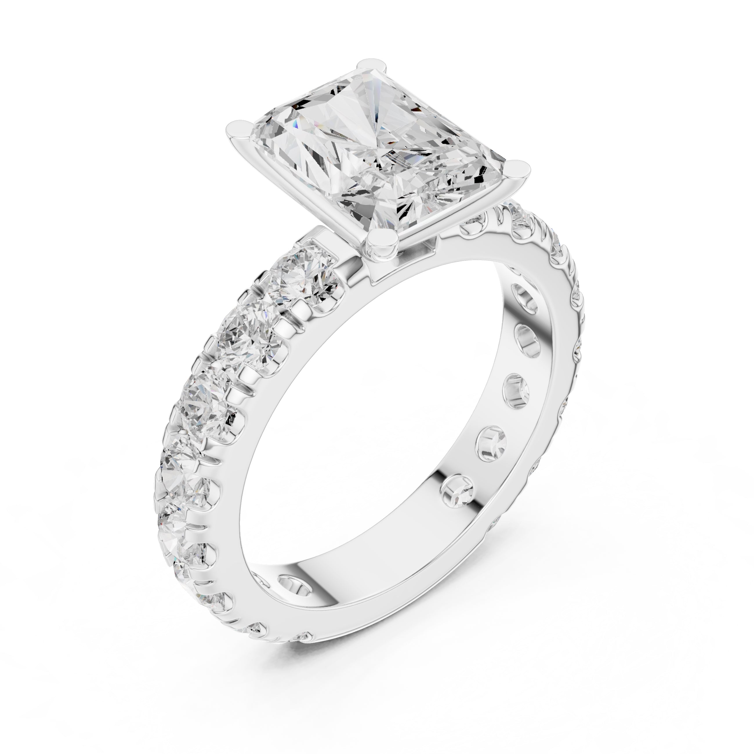 3.00 ct Majestic Eternity Setting 3ct White Gold Radiant