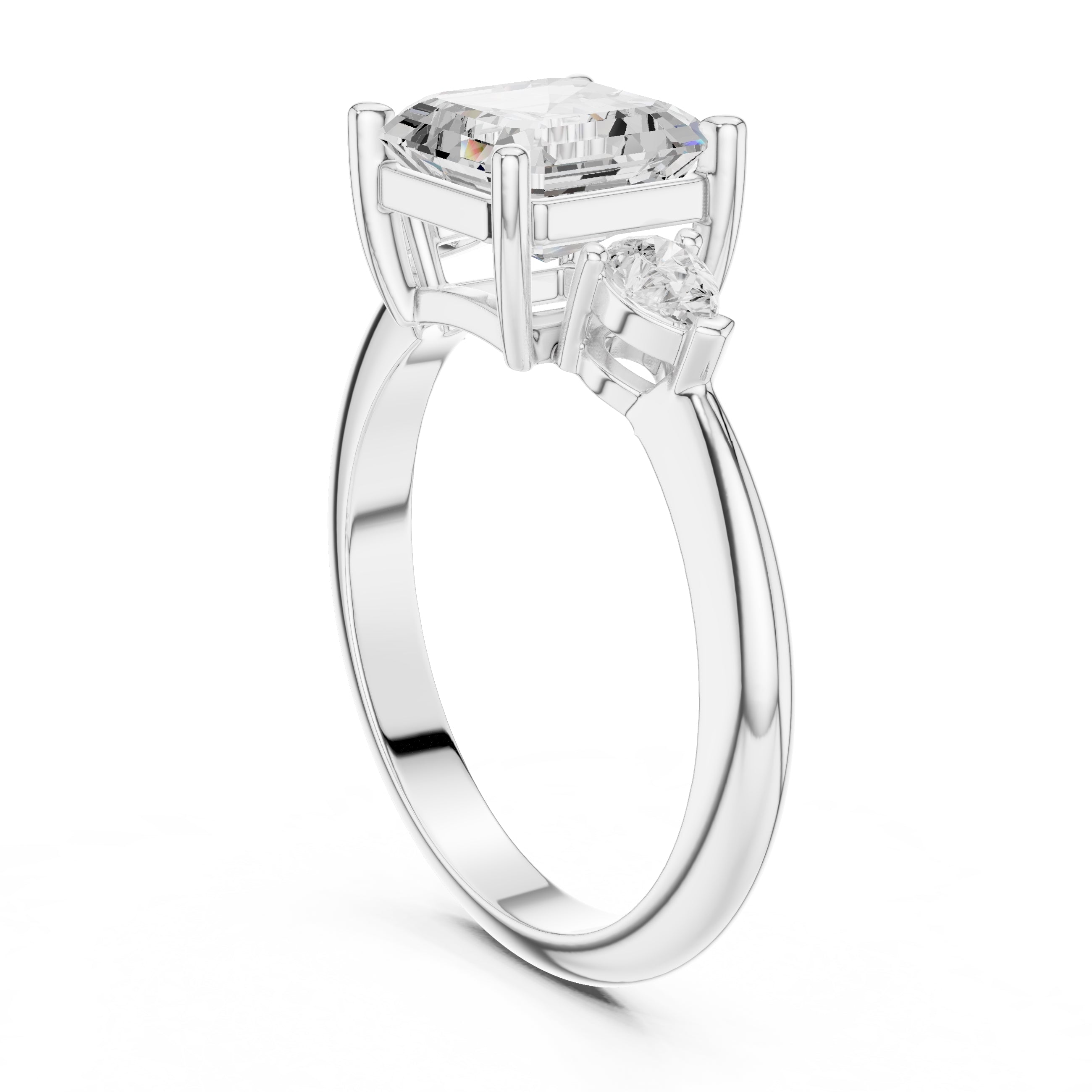 3.00 ct Lumina Trilogy 3ct White Gold Asscher
