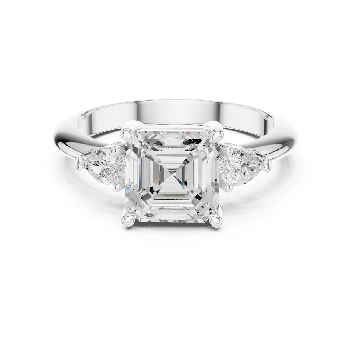 3.00 ct Lumina Trilogy 3ct White Gold Asscher