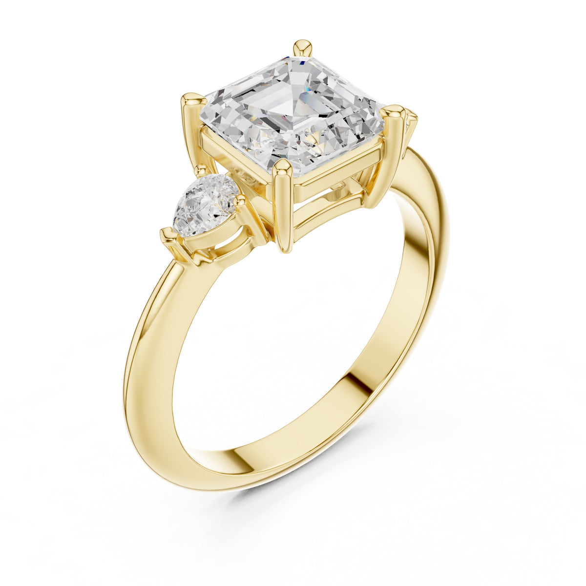 3.00 ct Lumina Trilogy 3ct Yellow Gold Asscher