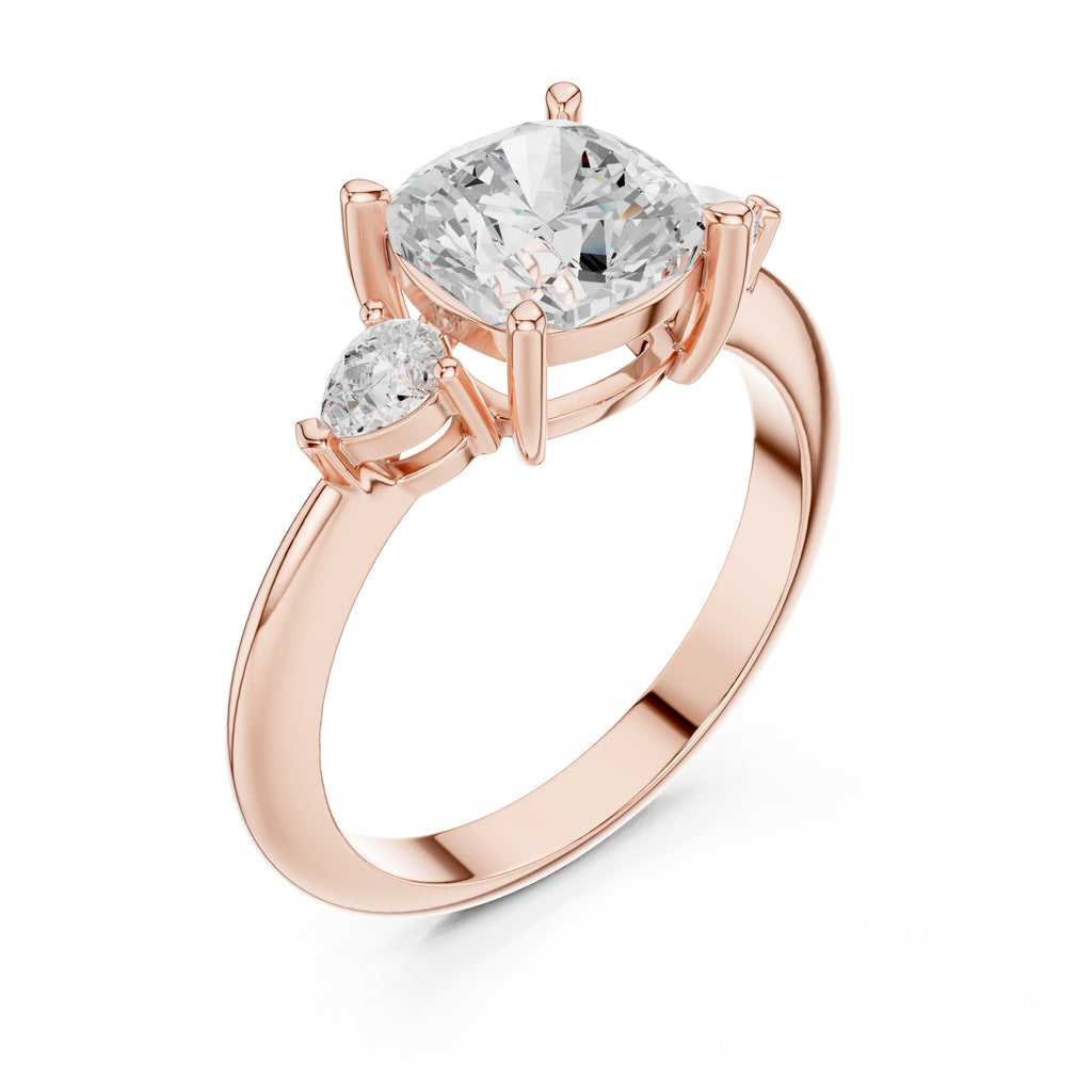 3.00 ct Lumina Trilogy 3ct Rose Gold Cushion