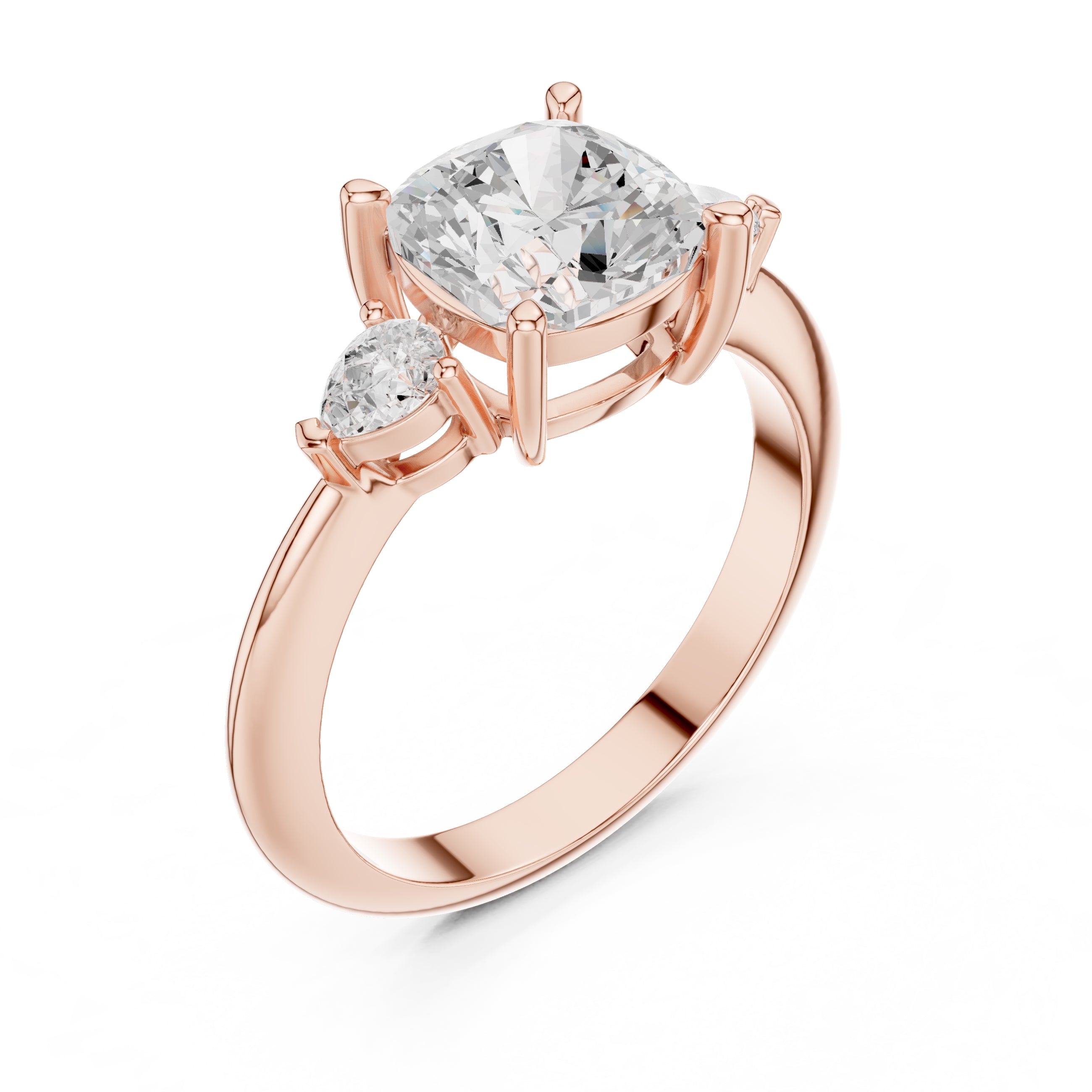 3.00 ct Lumina Trilogy 3ct Rose Gold Cushion