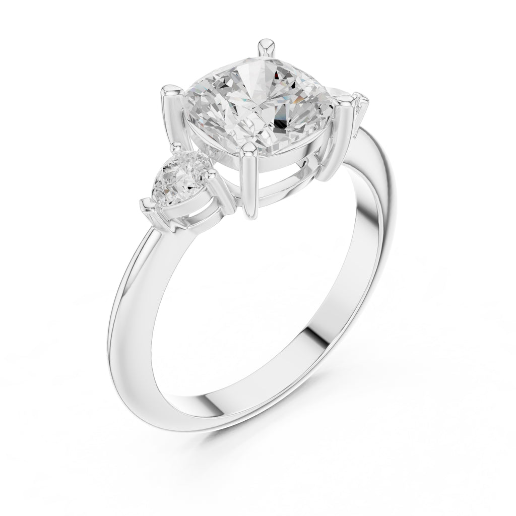 3.00 ct Lumina Trilogy 3ct White Gold Cushion