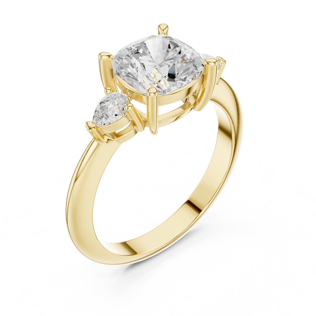 3.00 ct Lumina Trilogy 3ct Yellow Gold Cushion