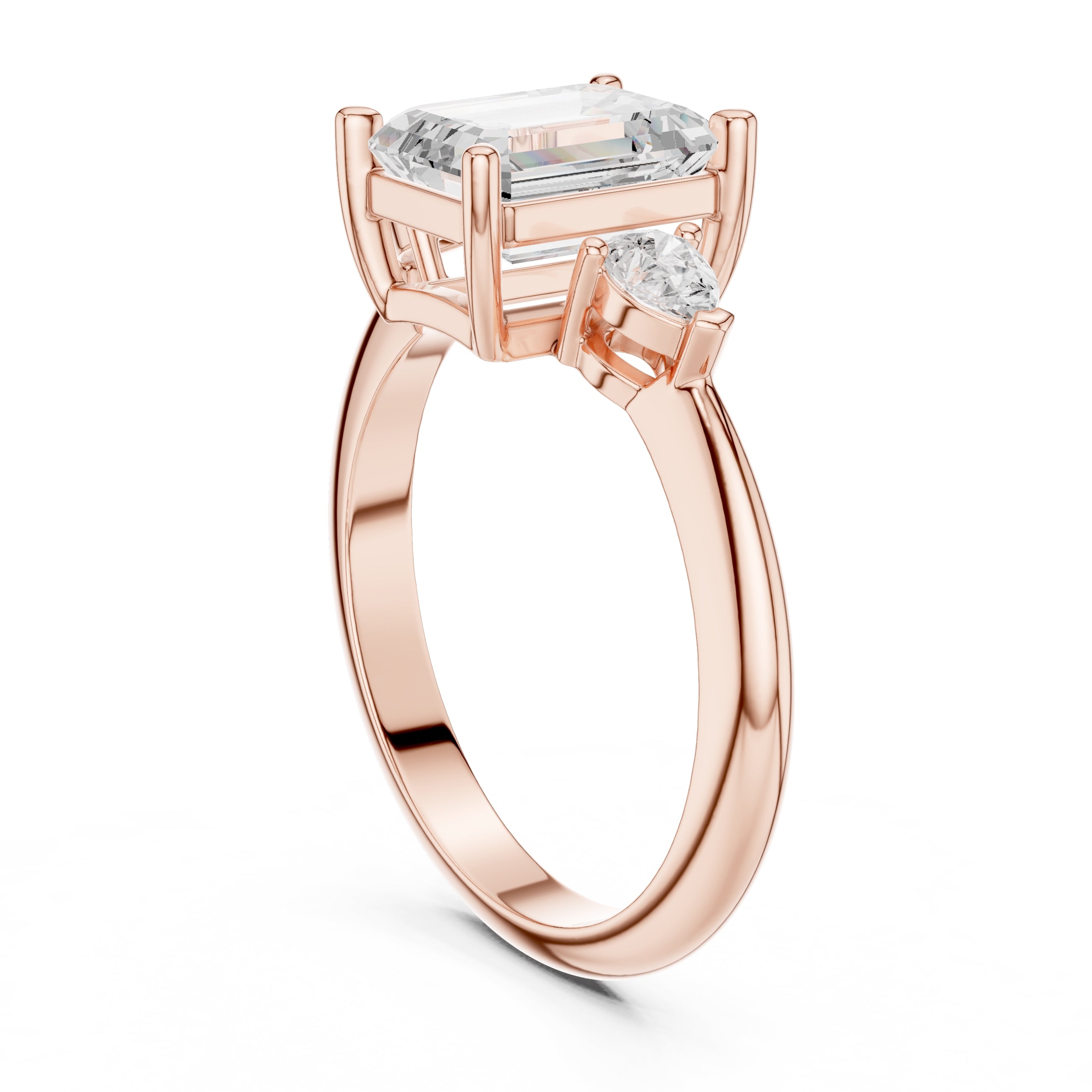 3.00 ct Lumina Trilogy 3ct Rose Gold Emerald