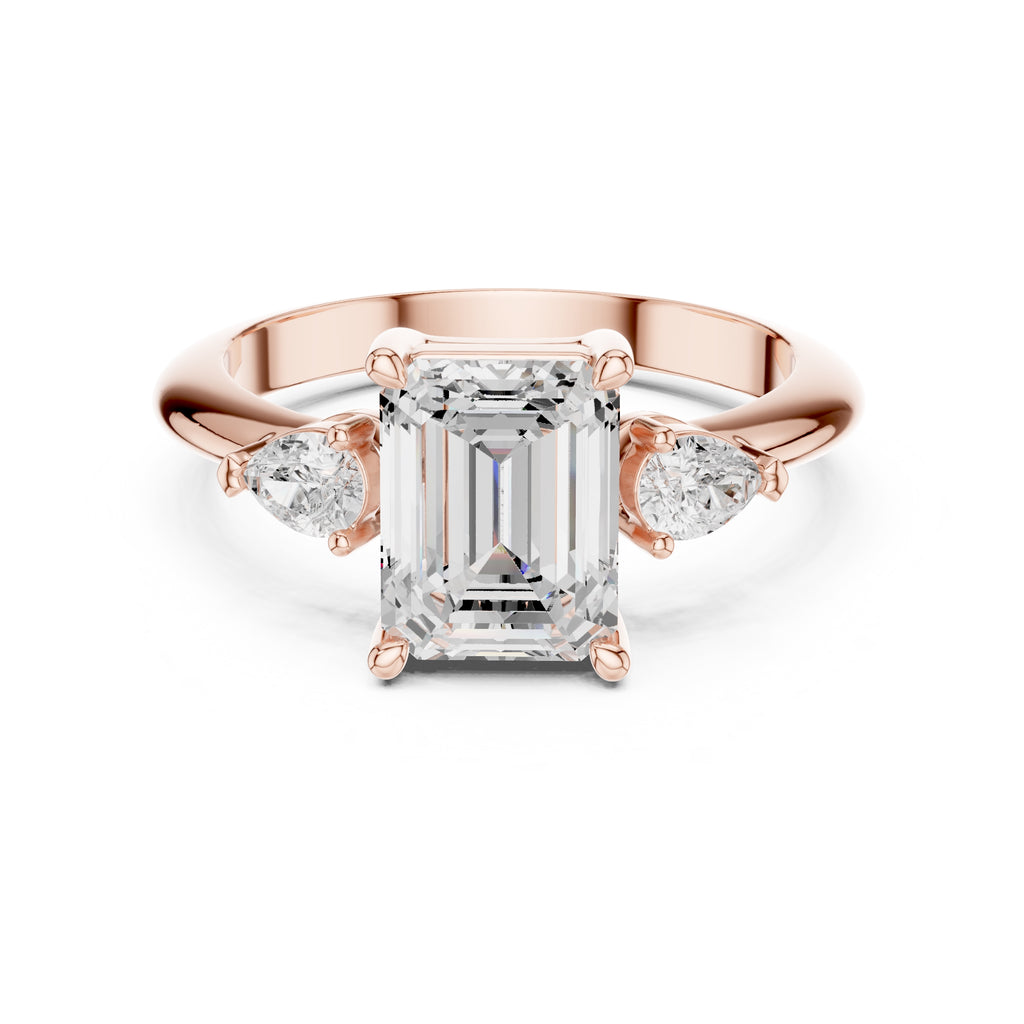 3.00 ct Lumina Trilogy 3ct Rose Gold Emerald