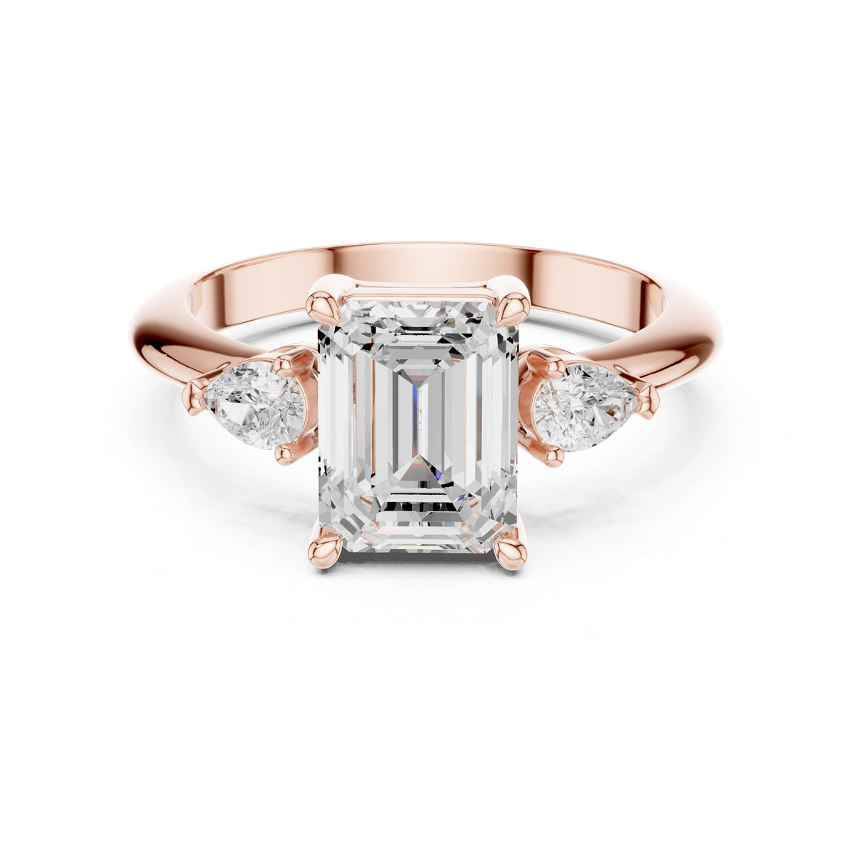 3.00 ct Lumina Trilogy 3ct Rose Gold Emerald