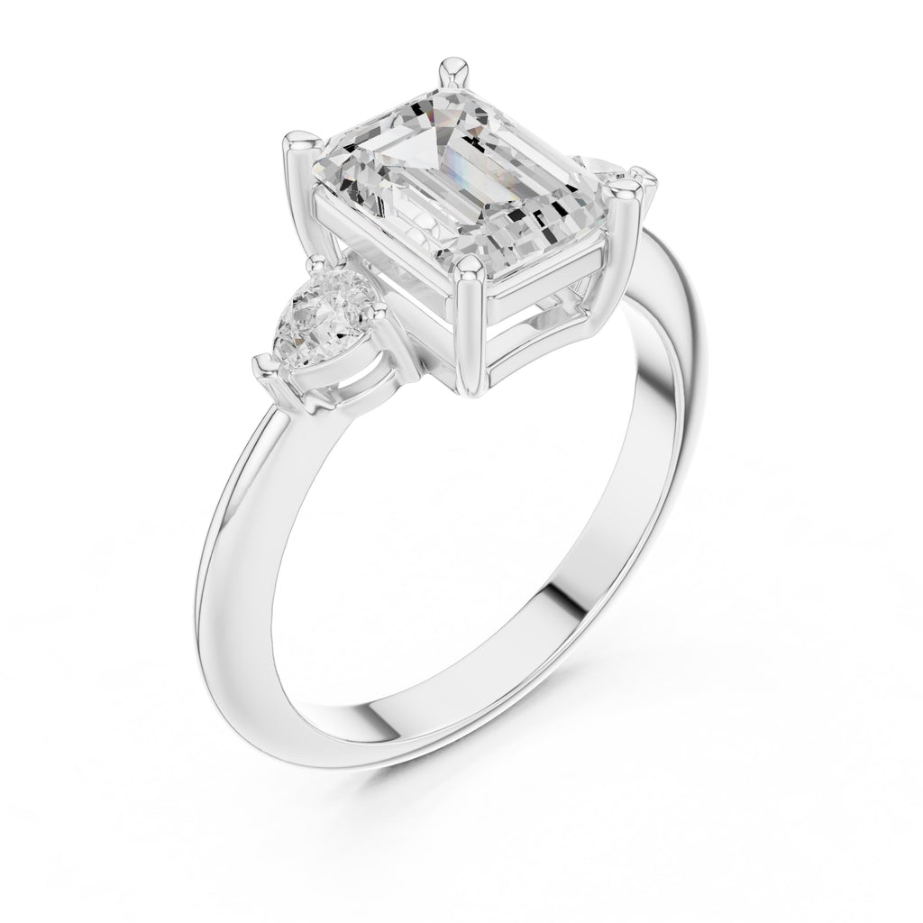 3.00 ct Lumina Trilogy 3ct White Gold Emerald