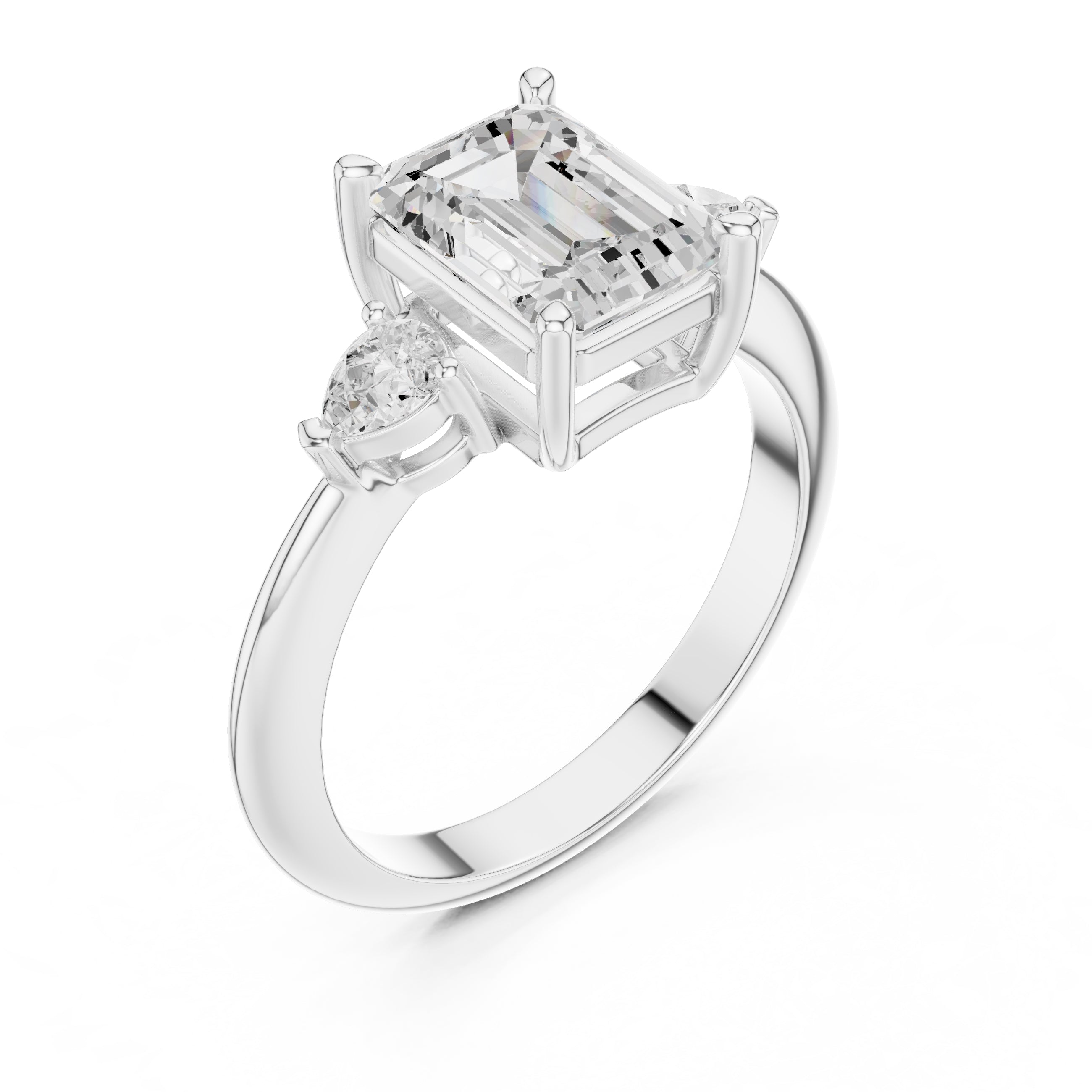 3.00 ct Lumina Trilogy 3ct White Gold Emerald
