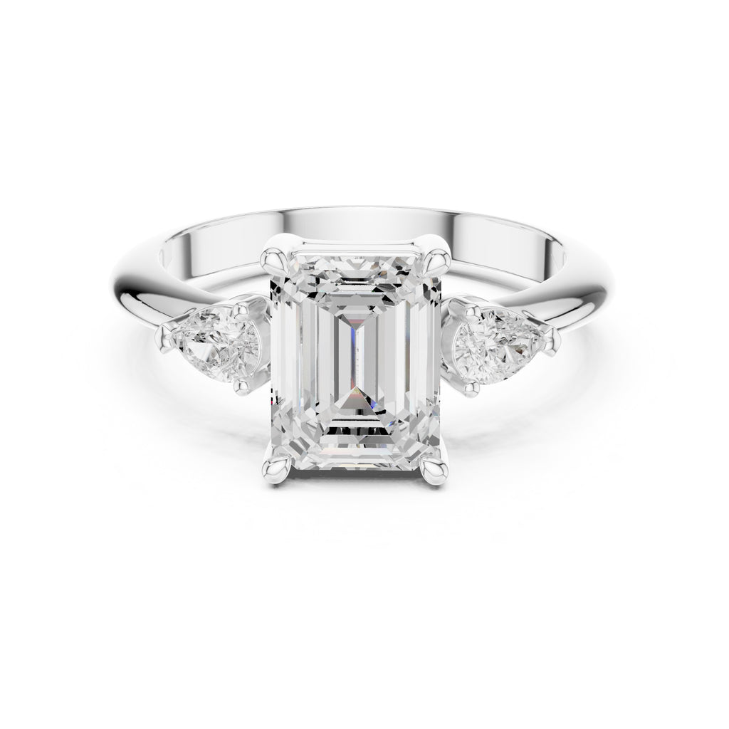 3.00 ct Lumina Trilogy 3ct White Gold Emerald