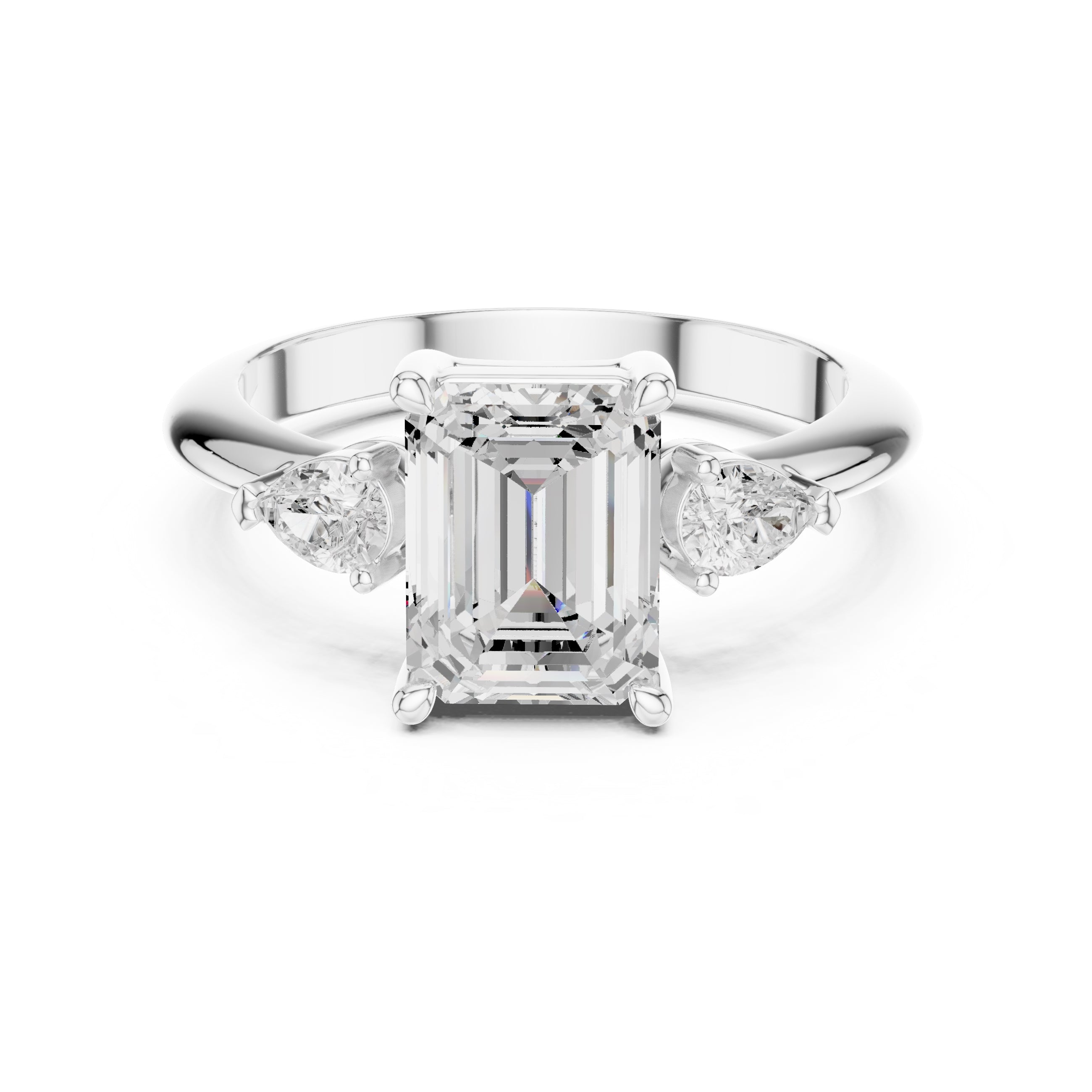 3.00 ct Lumina Trilogy 3ct White Gold Emerald