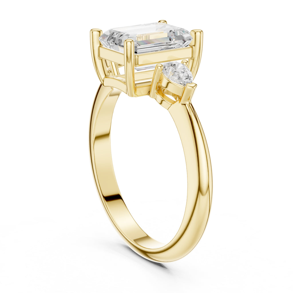 3.00 ct Lumina Trilogy 3ct Yellow Gold Emerald