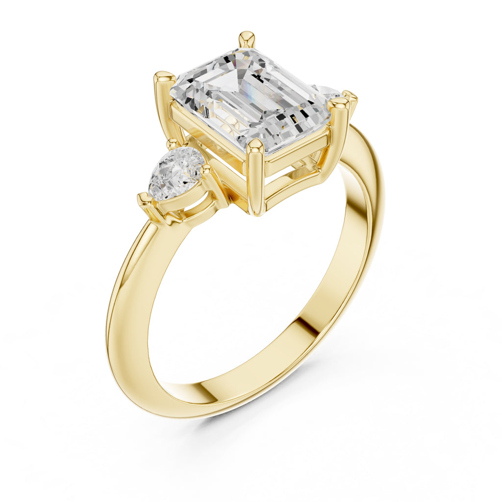3.00 ct Lumina Trilogy 3ct Yellow Gold Emerald