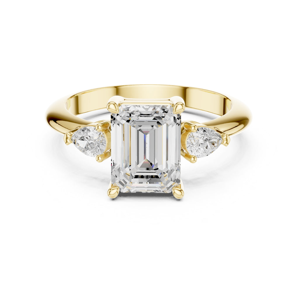 3.00 ct Lumina Trilogy 3ct Yellow Gold Emerald