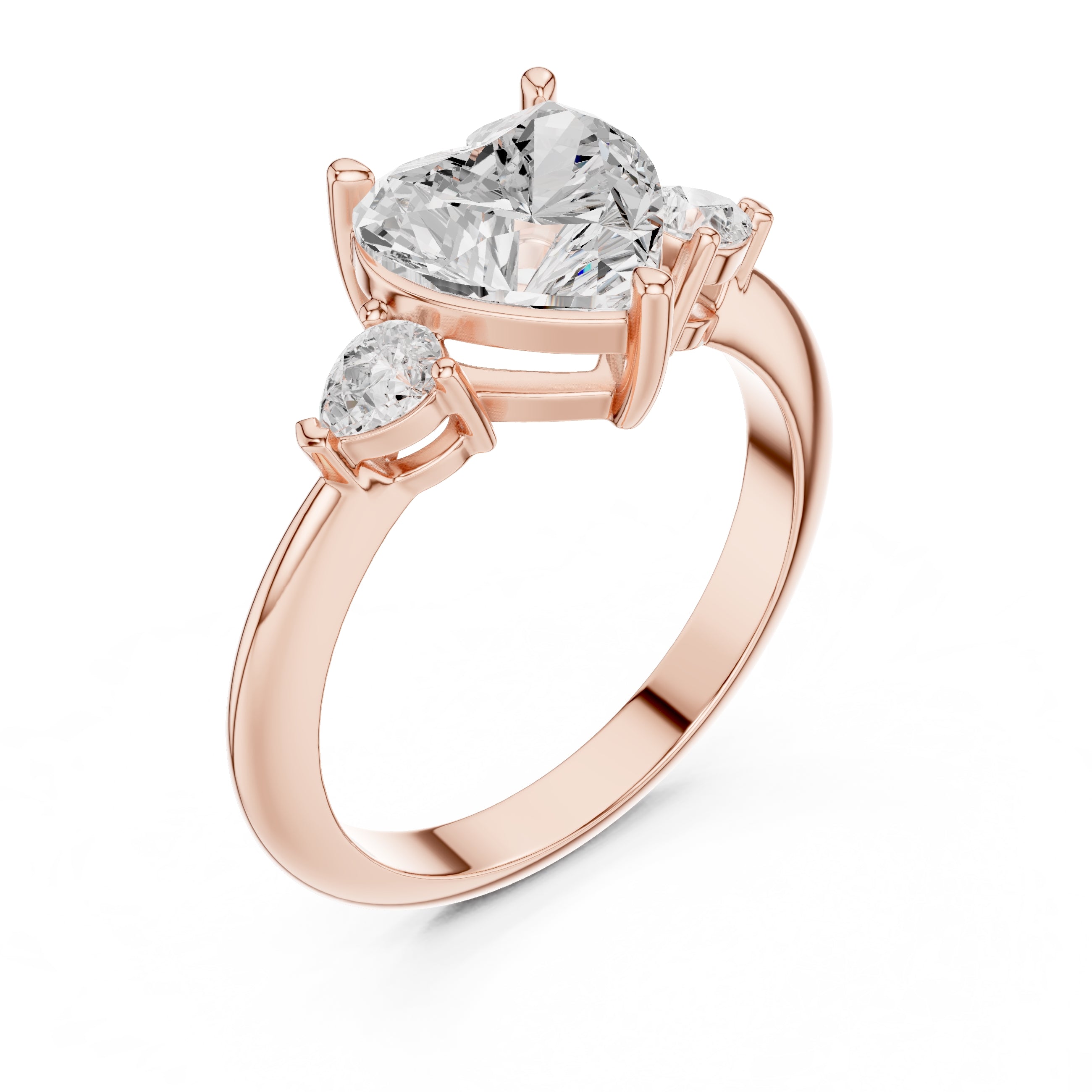 3.00 ct Lumina Trilogy 3ct Rose Gold Heart