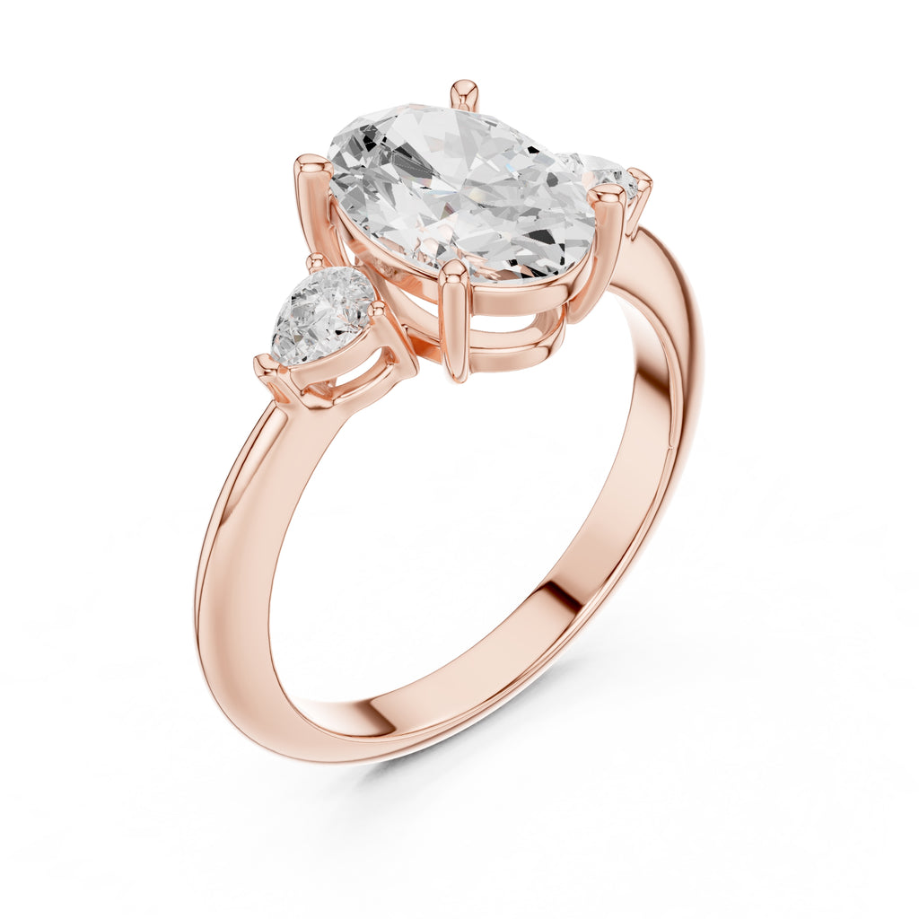 3.00 ct Lumina Trilogy 3ct Rose Gold Oval