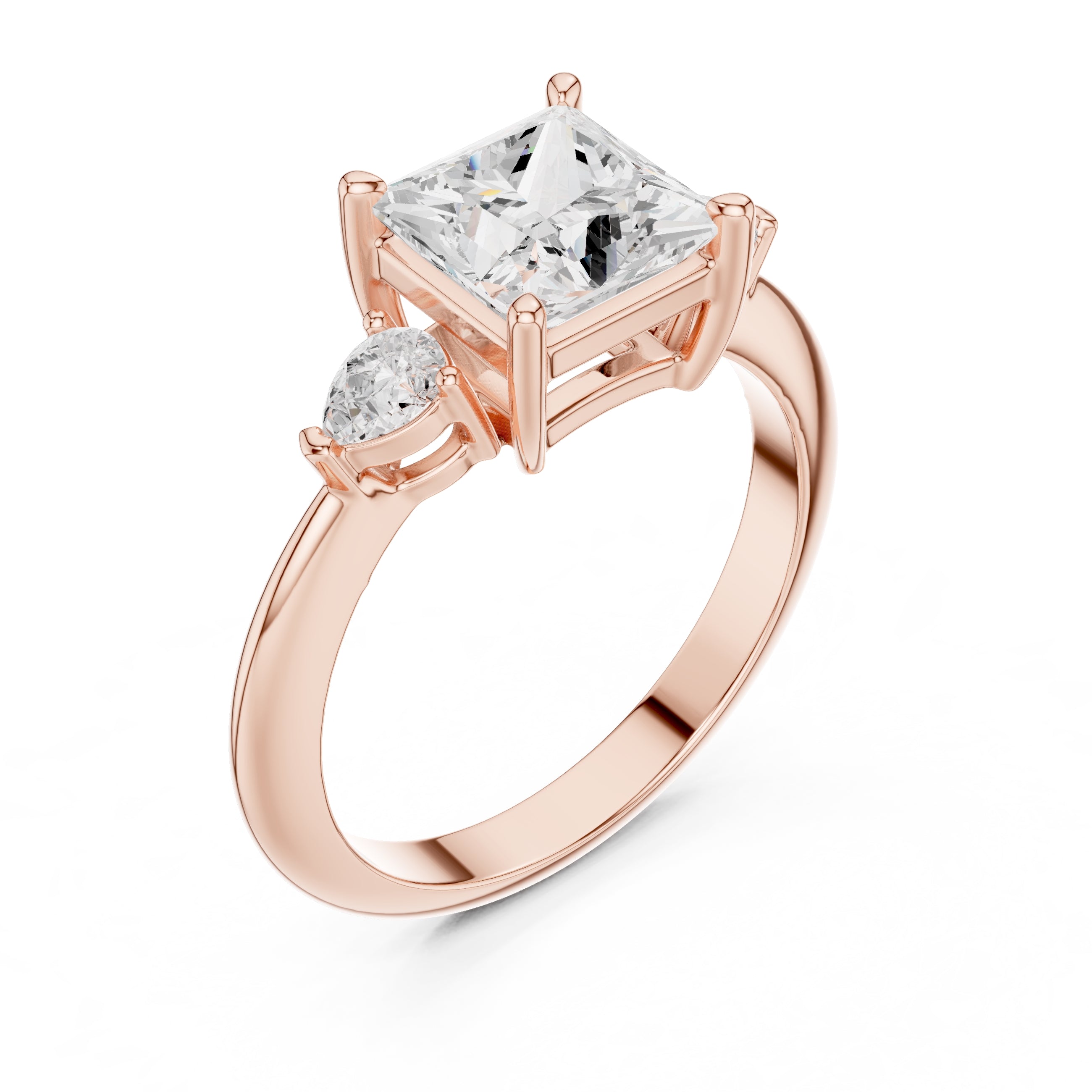 3.00 ct Lumina Trilogy 3ct Rose Gold Princess