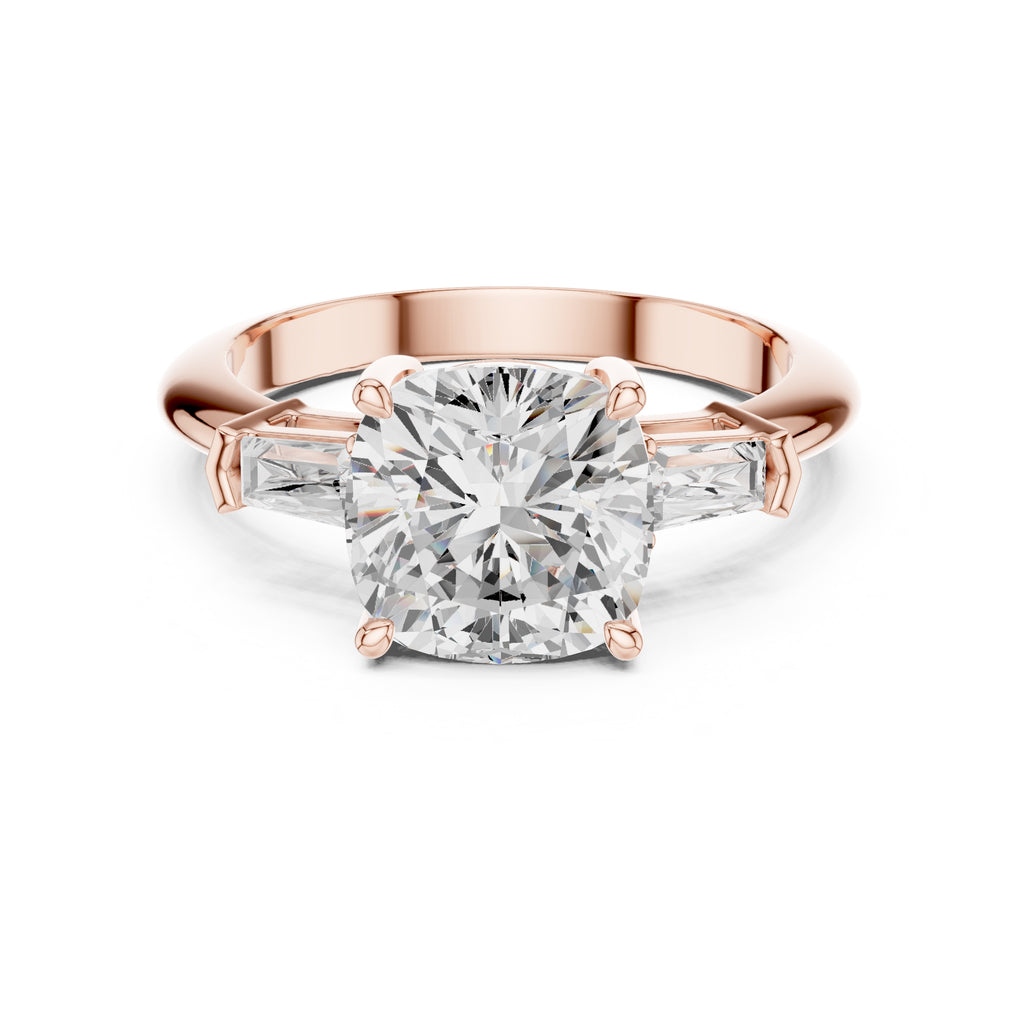 3.00 ct Promise Trilogy 3ct Rose Gold Cushion