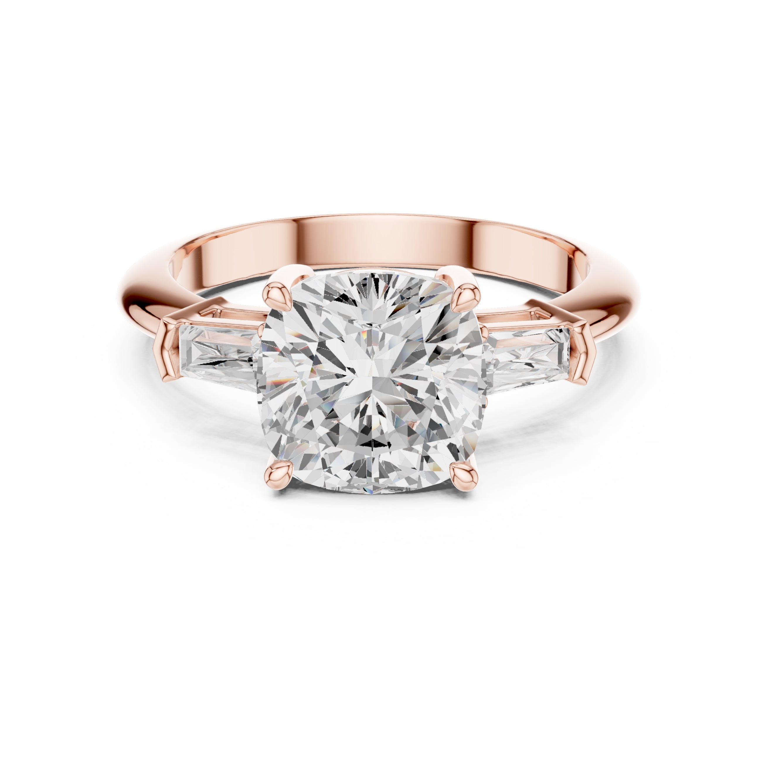 3.00 ct Promise Trilogy 3ct Rose Gold Cushion