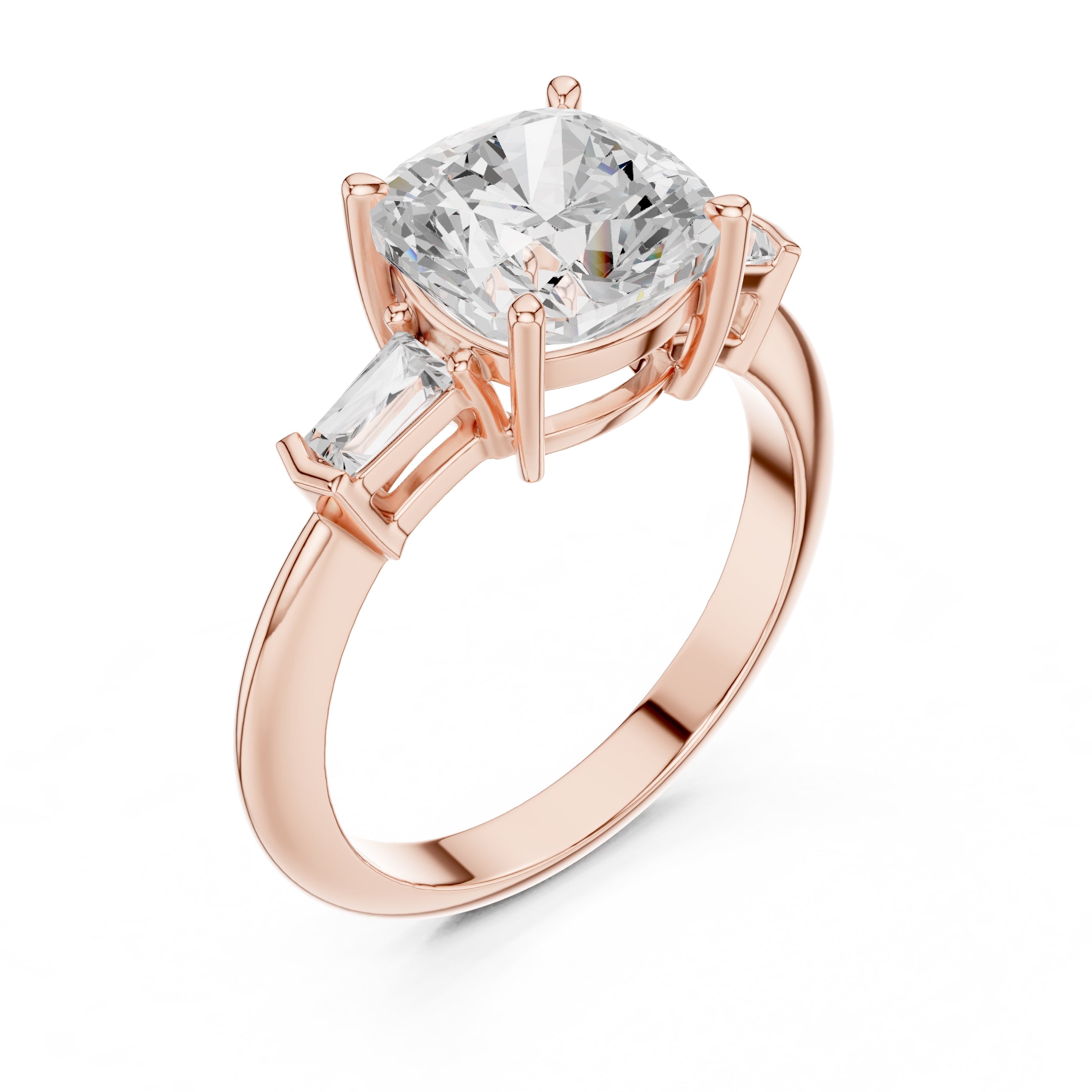 3.00 ct Promise Trilogy 3ct Rose Gold Cushion